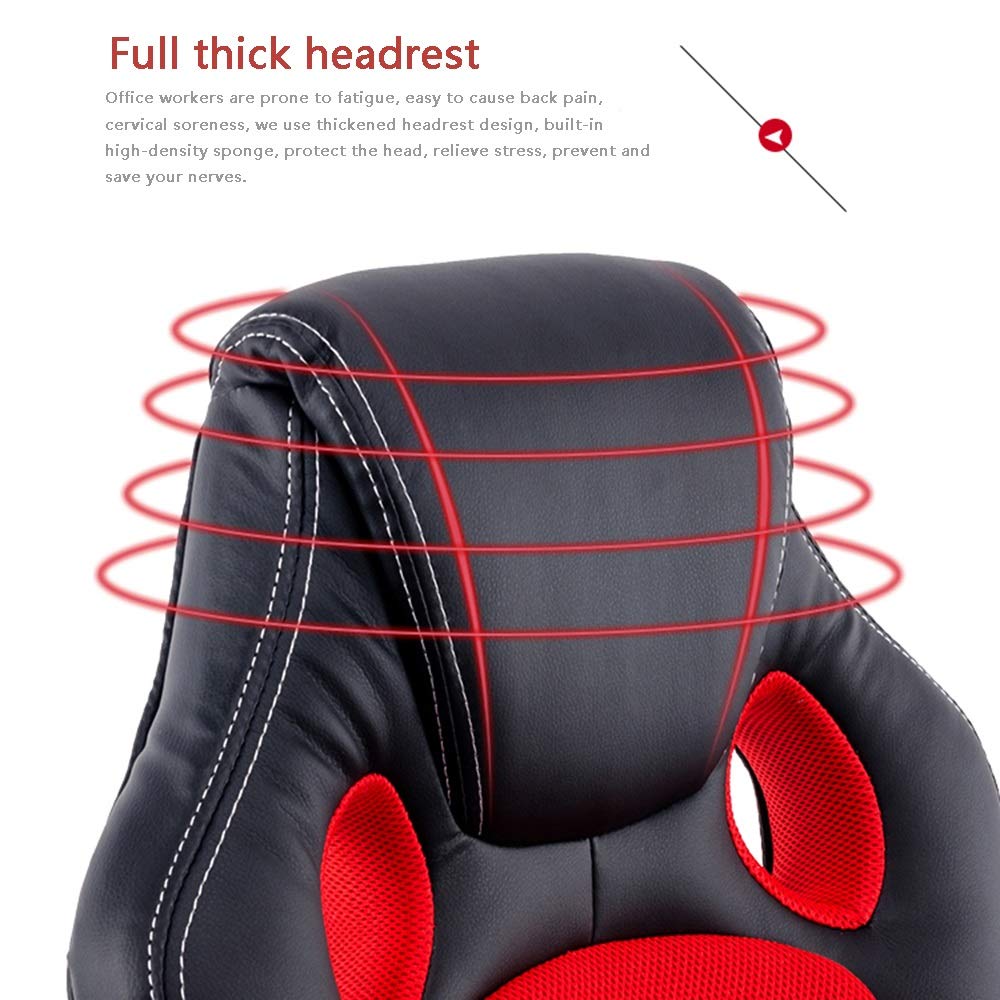 Ergonomic Swivel Gaming Chair with Adjustable Footrest - High Back Reclining Racing Style Video Game Chair for Home, Student Dorm & Esports (Red & Black) - Perfect for PC Gaming, Streaming & Office Work