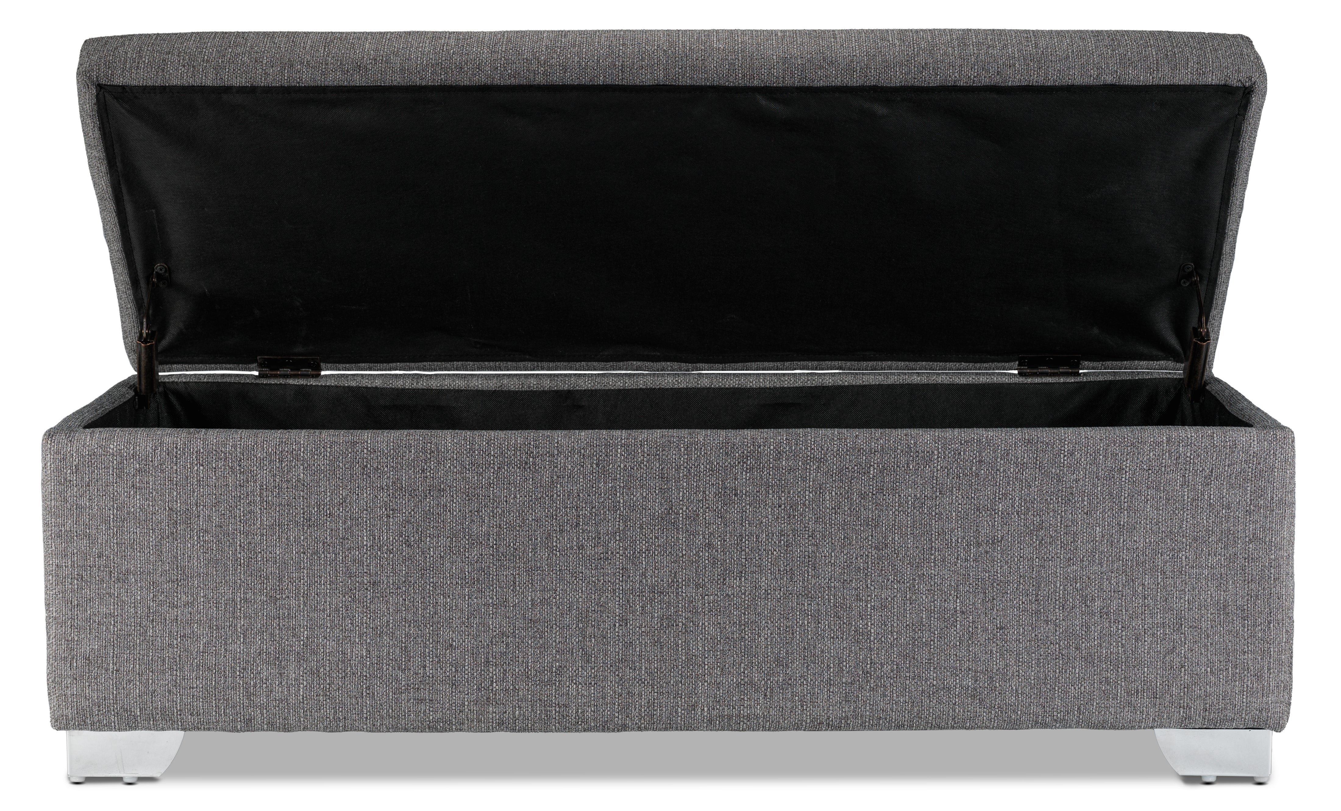 Amelio Dark Grey Ottoman - Modern Storage Footrest Pouf for Living Room, Bedroom & Office - Comfortable and Stylish Home Decor