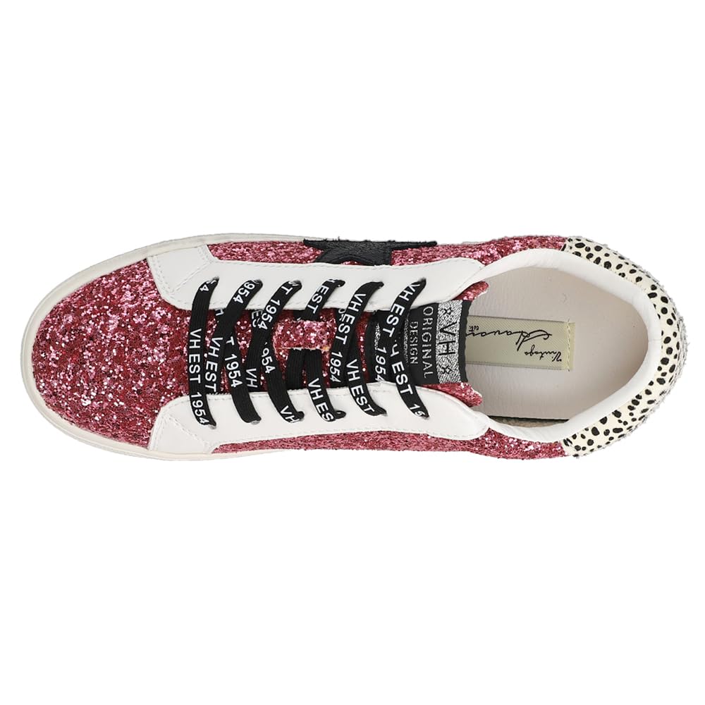 Vintage Havana Women's Flair Glitter Cow Print Slip-On Sneakers - Casual Comfort Shoes in Pink | Perfect for Everyday Wear, Outings & Fashion Street Style