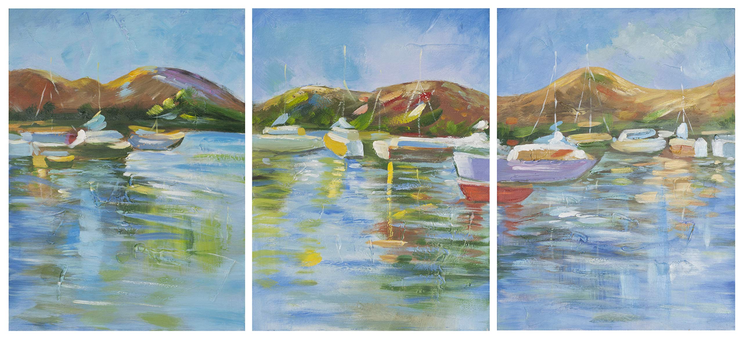 SAFAVIEH ART2032A Sailors Cove Triptych Wall Art - Coastal Nautical Decor for Living Room, Bedroom & Office