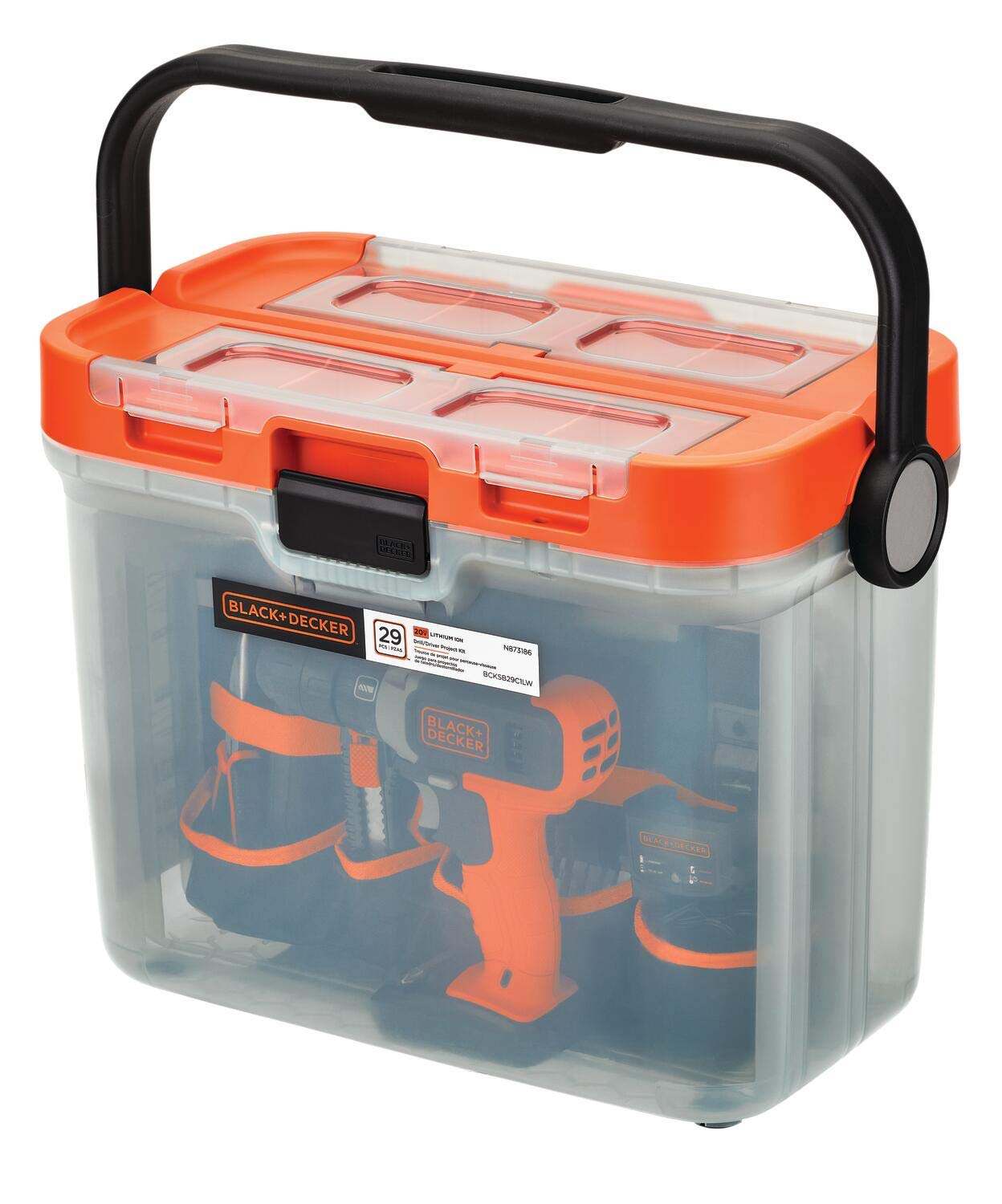 BLACK+DECKER BCKSB29C1 20V MAX* Cordless Drill Kit - 28-Piece Home Tool Set with Translucent Storage Box | Perfect for DIY Projects, Home Repairs & Woodworking Tasks