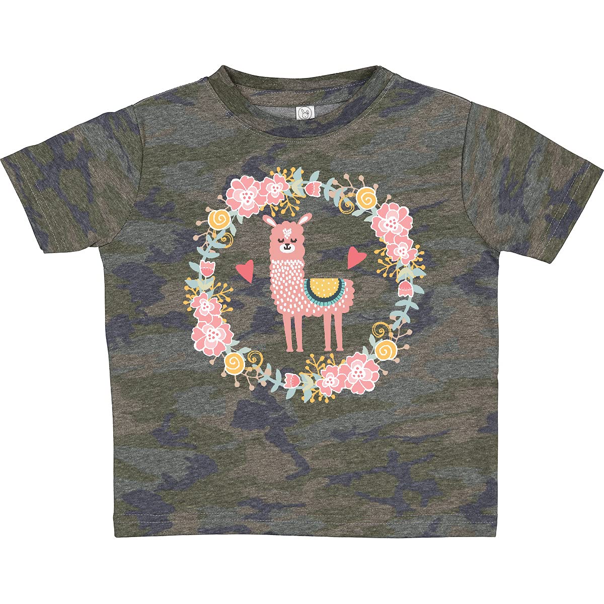 Inktastic Llama Rose Flower Wreath Toddler T-Shirt - Cute Baby Animal Graphic Tee for Boys & Girls - Perfect for Playdates, Daycare & Family Photos