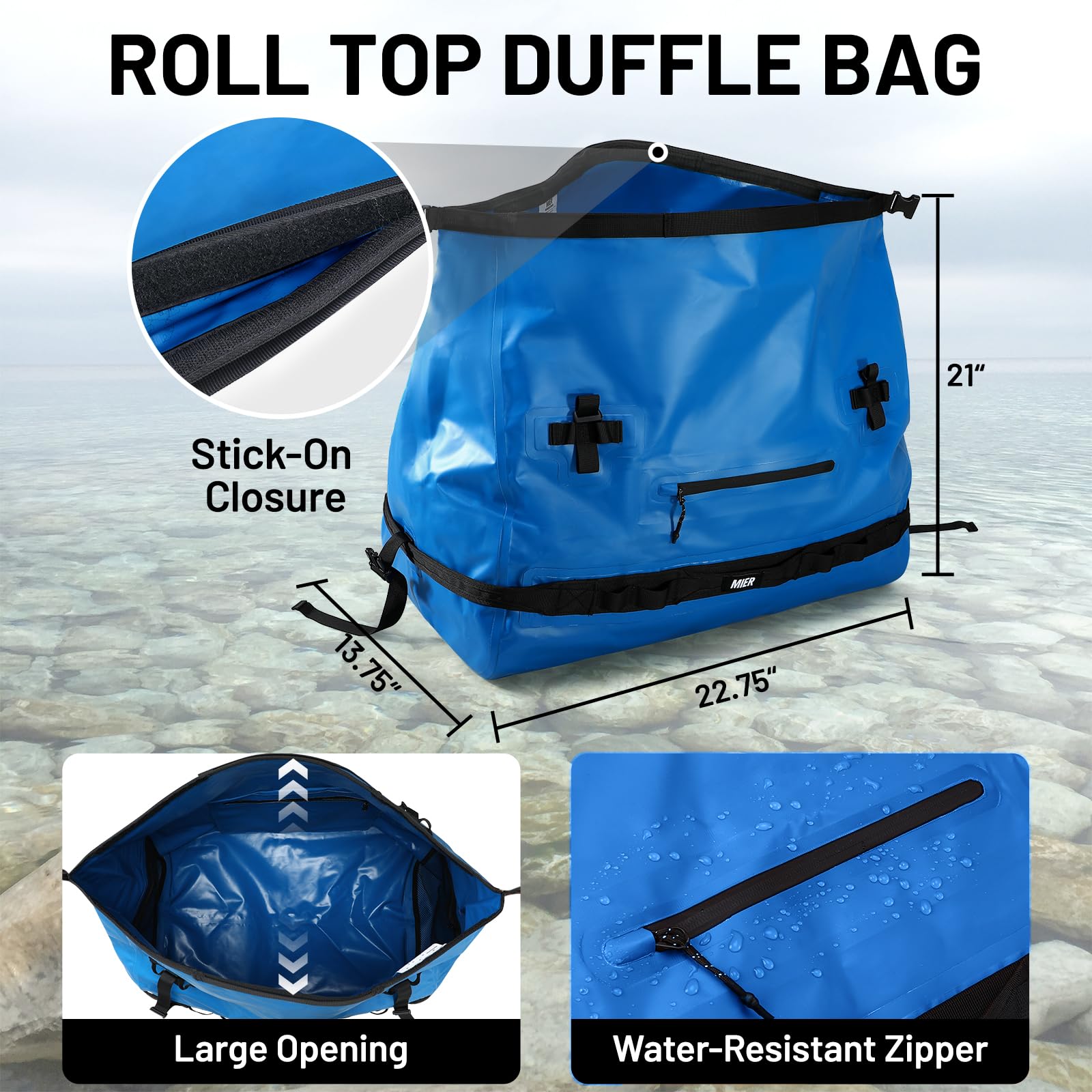 MIER 60L/80L Waterproof Rolltop Duffel Bag - Large Dry Backpack for Kayaking, Rafting, Boating, Swimming | Camping, Travel, Gym & Beach Gear | Perfect for Outdoor Adventures & Water Sports