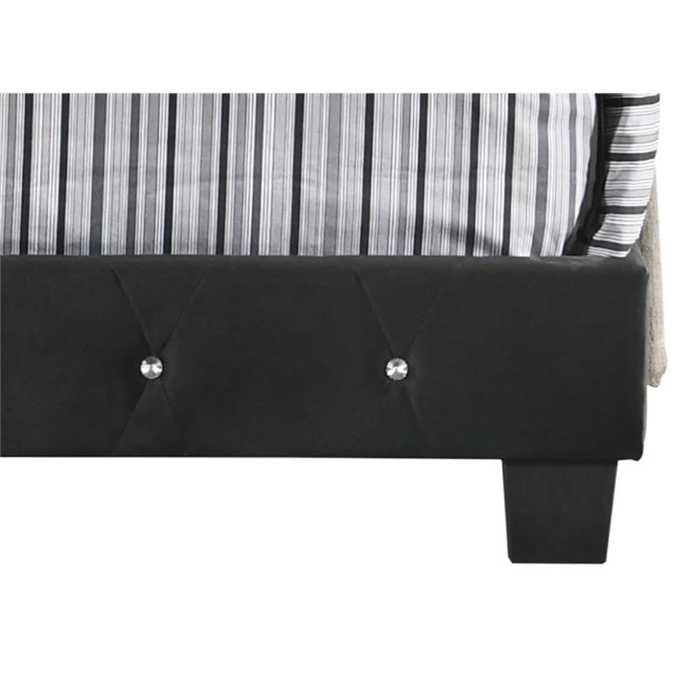 Glory Furniture Suffolk Velvet Upholstered Queen Bed Frame in Black - Luxurious Bedroom Furniture for Modern Home Decor