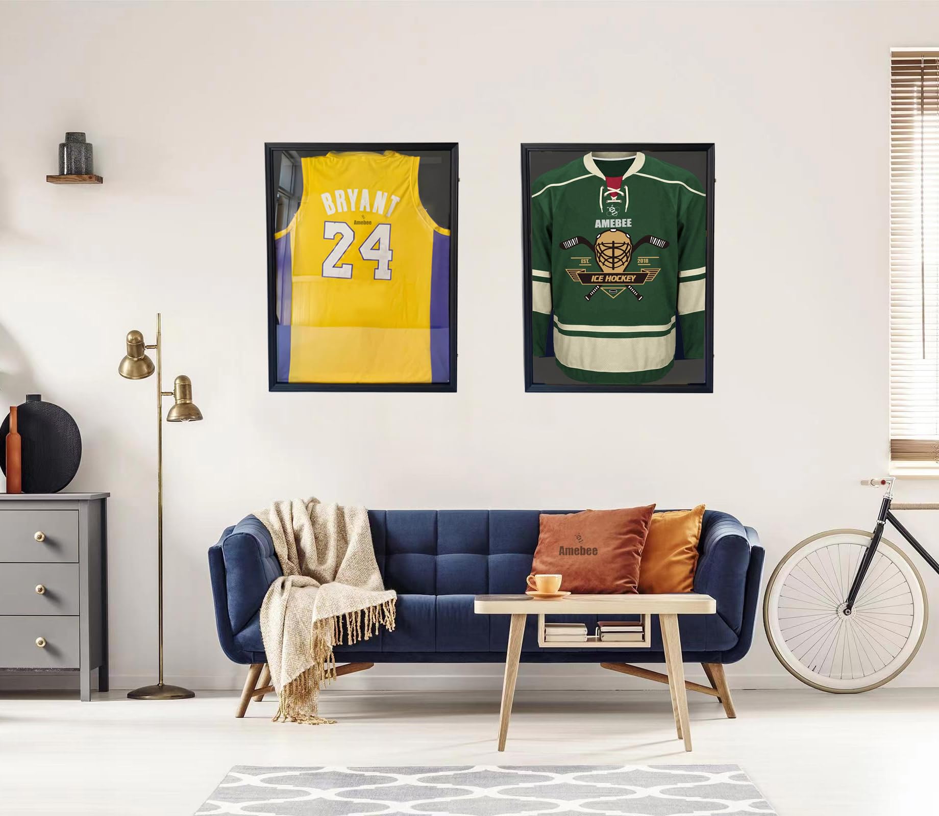 Premium Lockable Jersey Display Shadow Box - UV Protected Acrylic Wall Mount Frame for Baseball, Basketball, Football, Soccer & Hockey Jerseys - Large Sport Shirt Display Case with Hangers (Black) - Perfect for Memorabilia Showcase, Man Cave Decor & Sports Room Display