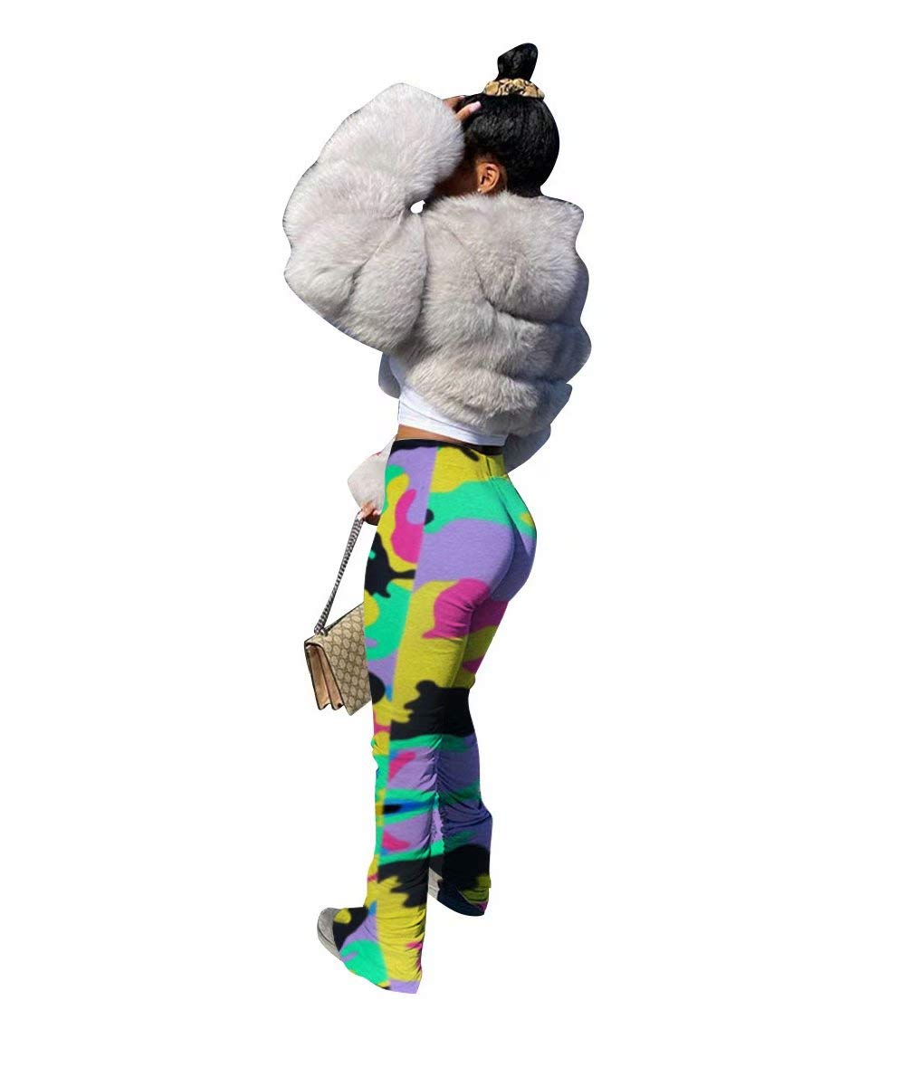 Women's High Waisted Camo Print Sweatpants with Pockets - Butt Lifting Jogger Pants for Casual Wear, Lounge & Workout