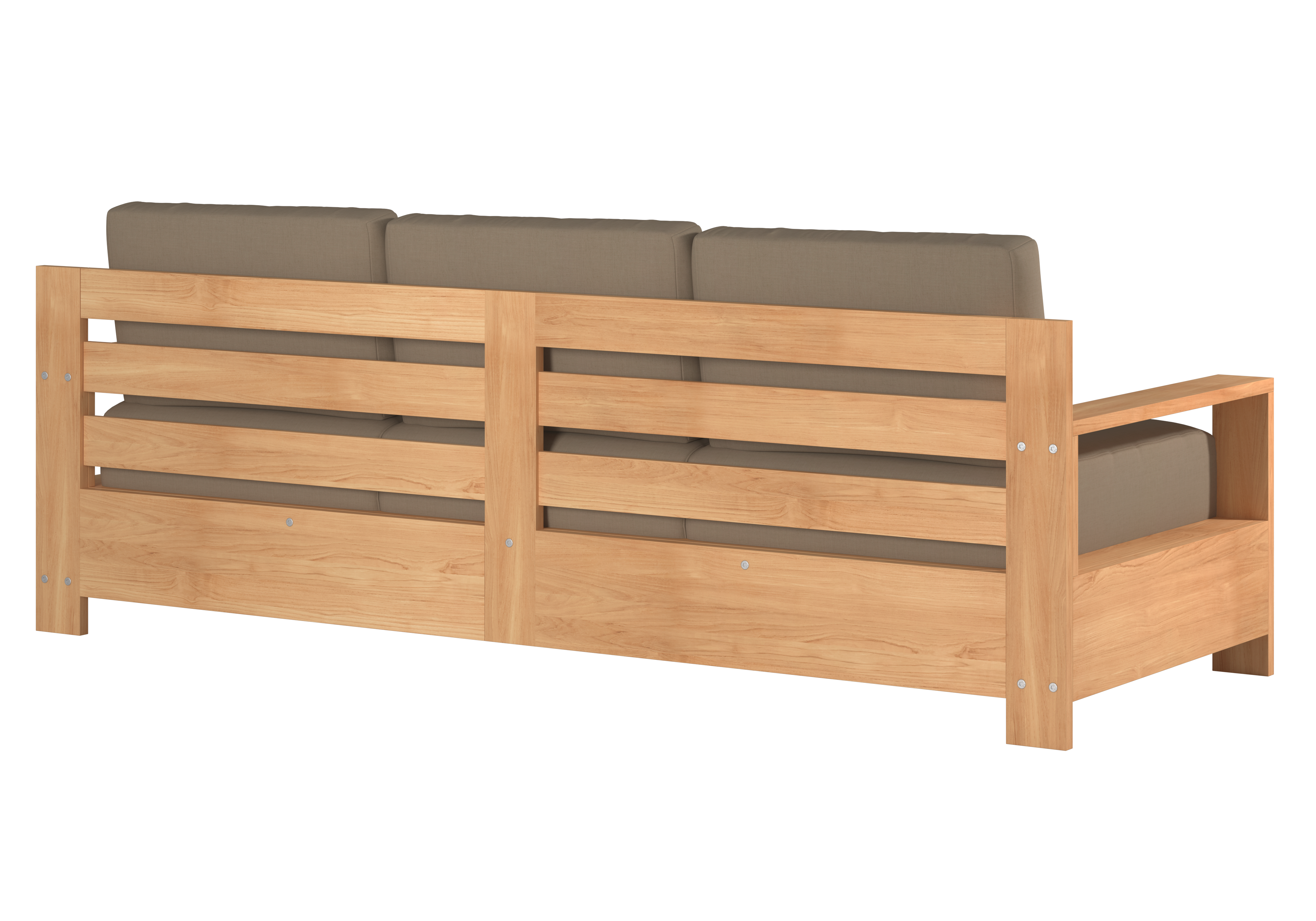 Lothair 4-Piece Teak Outdoor Patio Deep Seating Set with Sunbrella Fawn Cushions - Durable Patio Furniture for Backyard, Garden & Poolside Relaxation