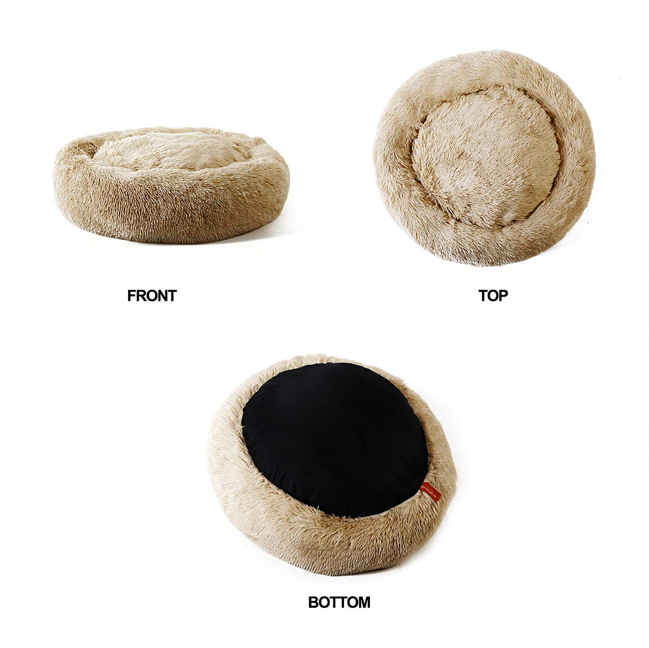 **Donut Dog Beds for Medium Dogs - Washable Large Round Pet Bed with Faux Fur, Calming Cuddler for Dogs & Cats - Cozy Fluffy Bed for Small Pets - Perfect for Home, Crate & Travel Use**