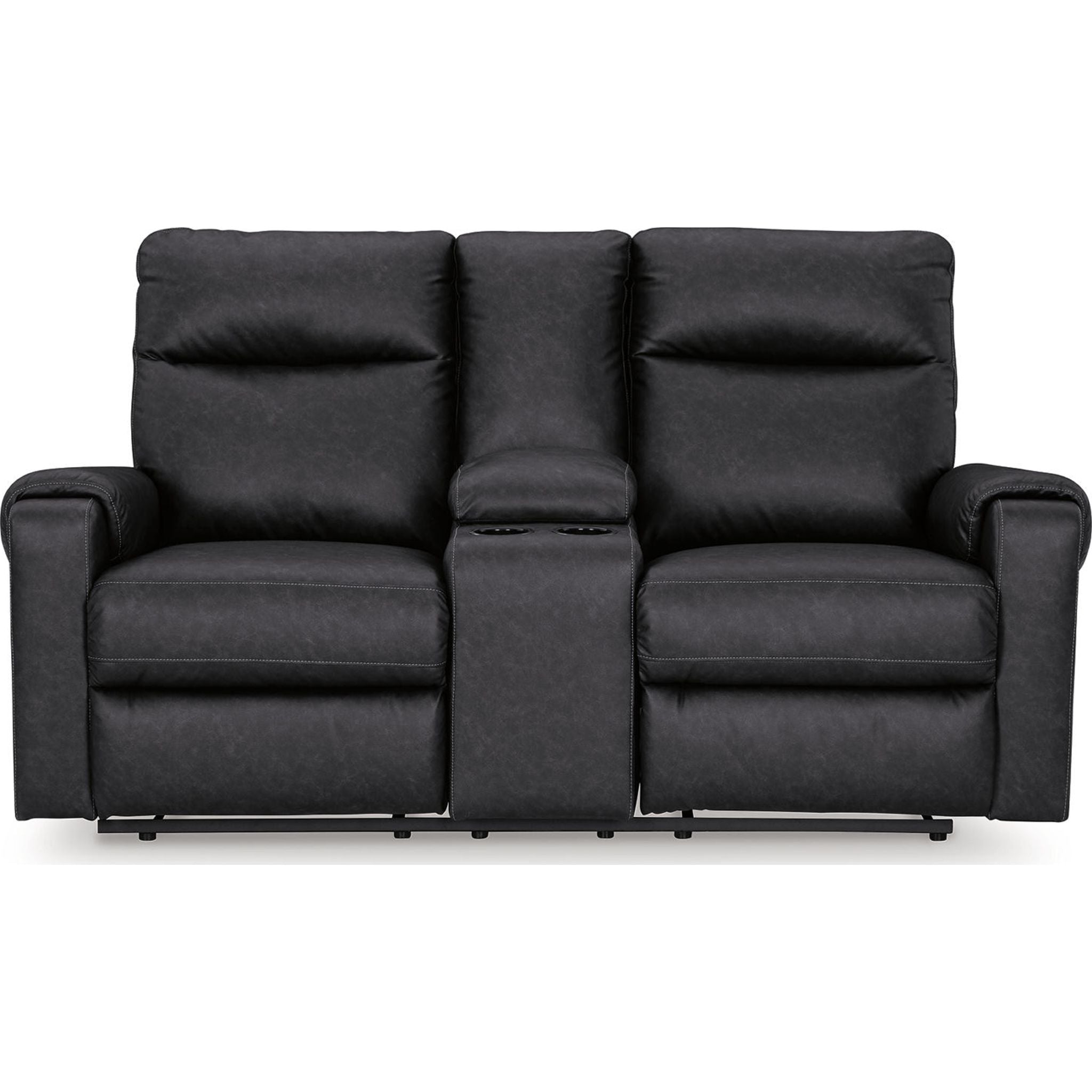Axtellton Power Reclining Loveseat with Console in Carbon - Modern Electric Recliner Sofa for Living Room, Home Theater & Relaxation