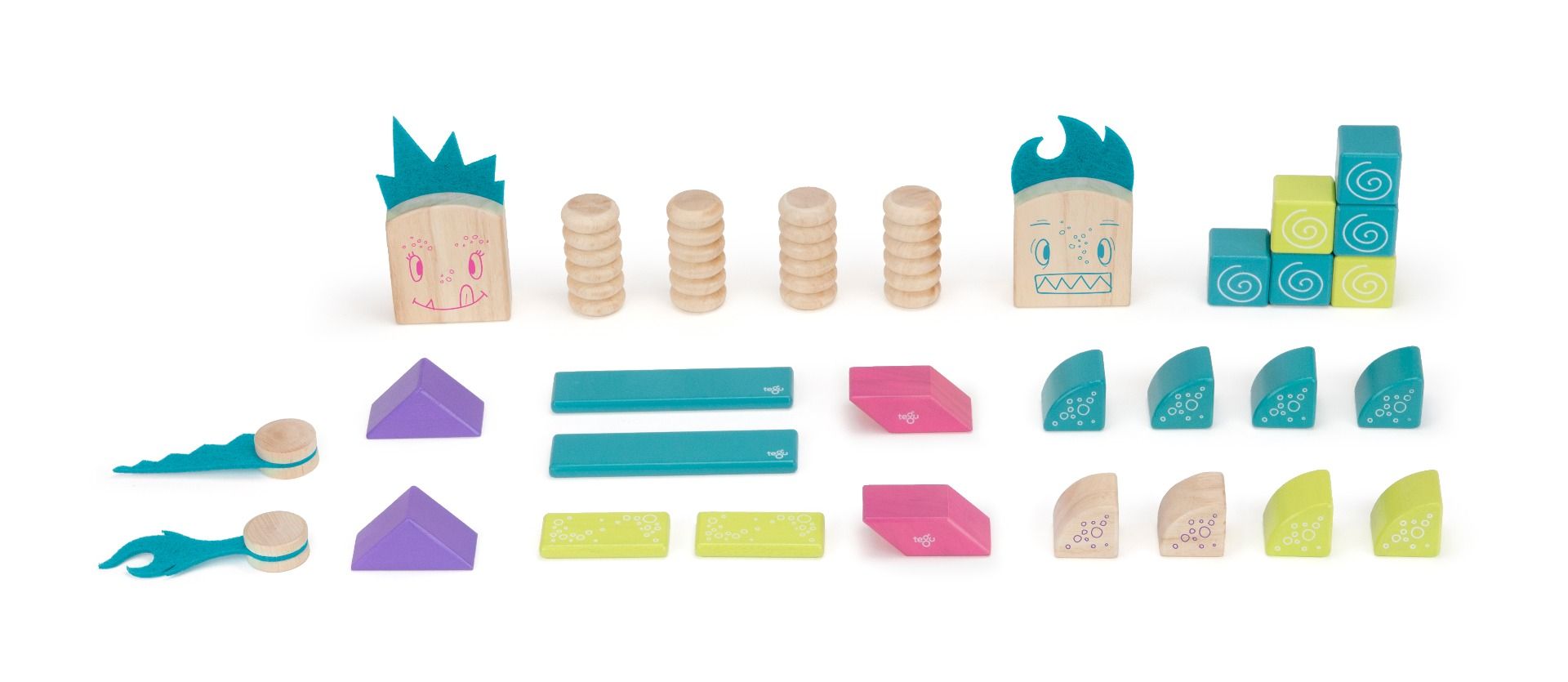 Tegu Sticky Monsters, Magnetic Wooden Building Blocks for Kids - Creative STEM Toys for Indoor Play & Educational Fun