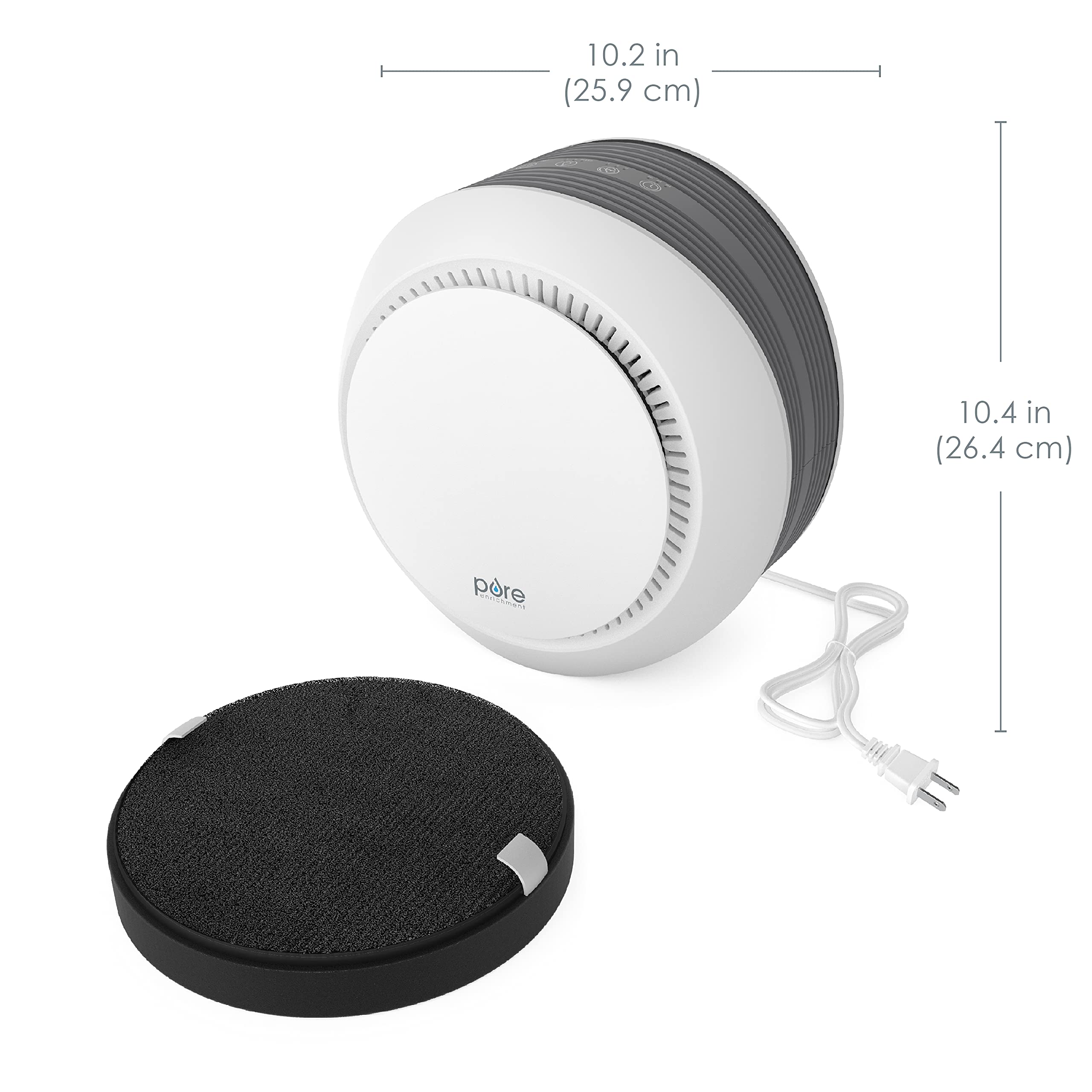 Pure Enrichment PureZone Halo Medium Room Air Purifier with 2-Stage Filtration - Removes Smoke, Pollen, Dust & Pet Dander - Compact White Air Cleaner for Bedroom, Office & Living Room - Perfect for Allergy Sufferers & Pet Owners
