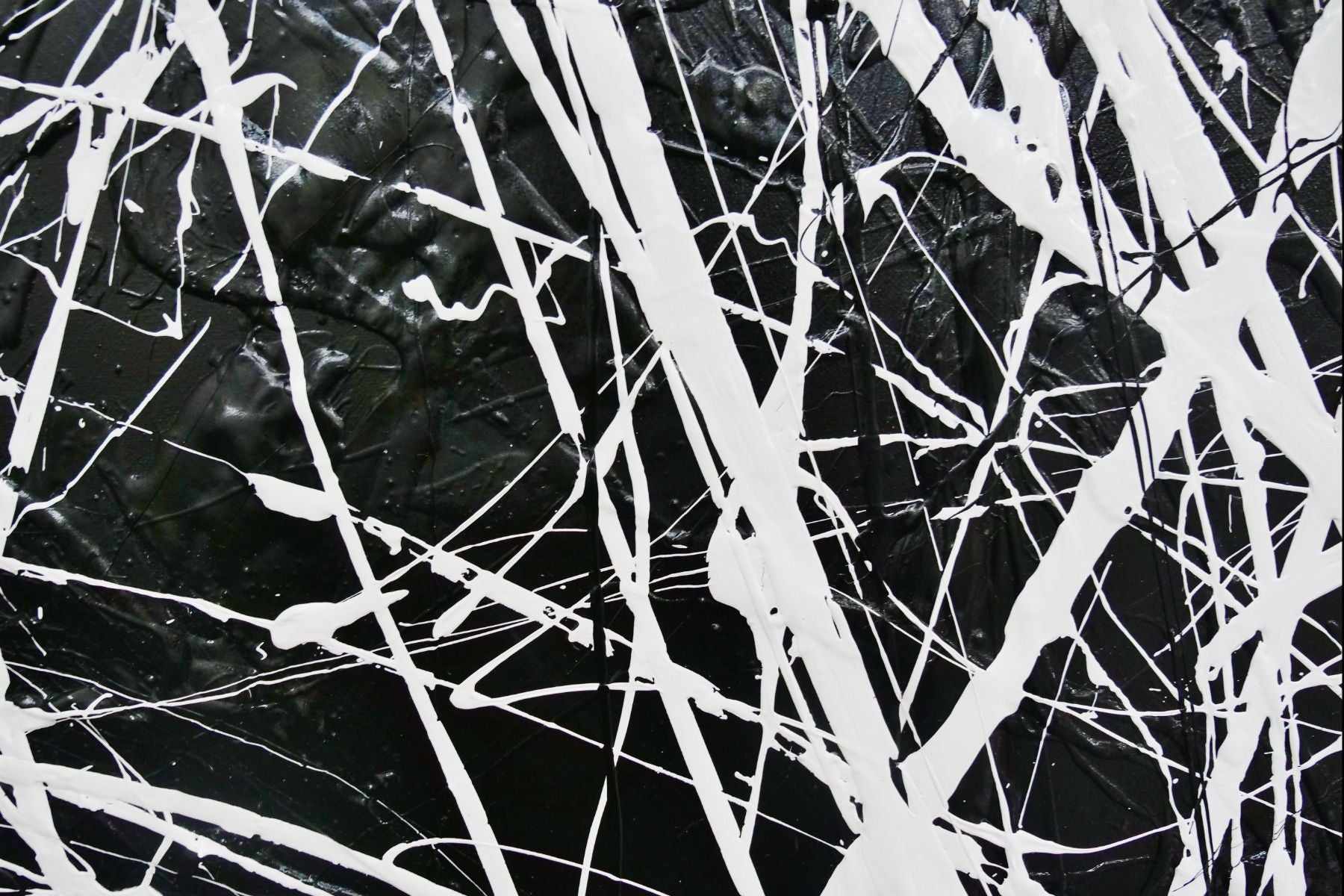 Brain Scatter 240cm x 120cm Black White Textured Abstract Canvas Art - Modern Wall Decor for Living Room, Bedroom & Office