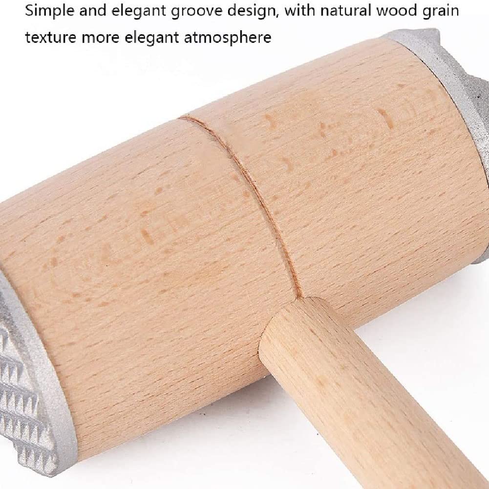 Premium Wooden Meat Tenderizer Hammer - Heavy Duty Stainless Steel Teeth Mallet for Steak & Poultry - Ergonomic Comfort Grip Kitchen Tool for Grilling, BBQ & Home Cooking
