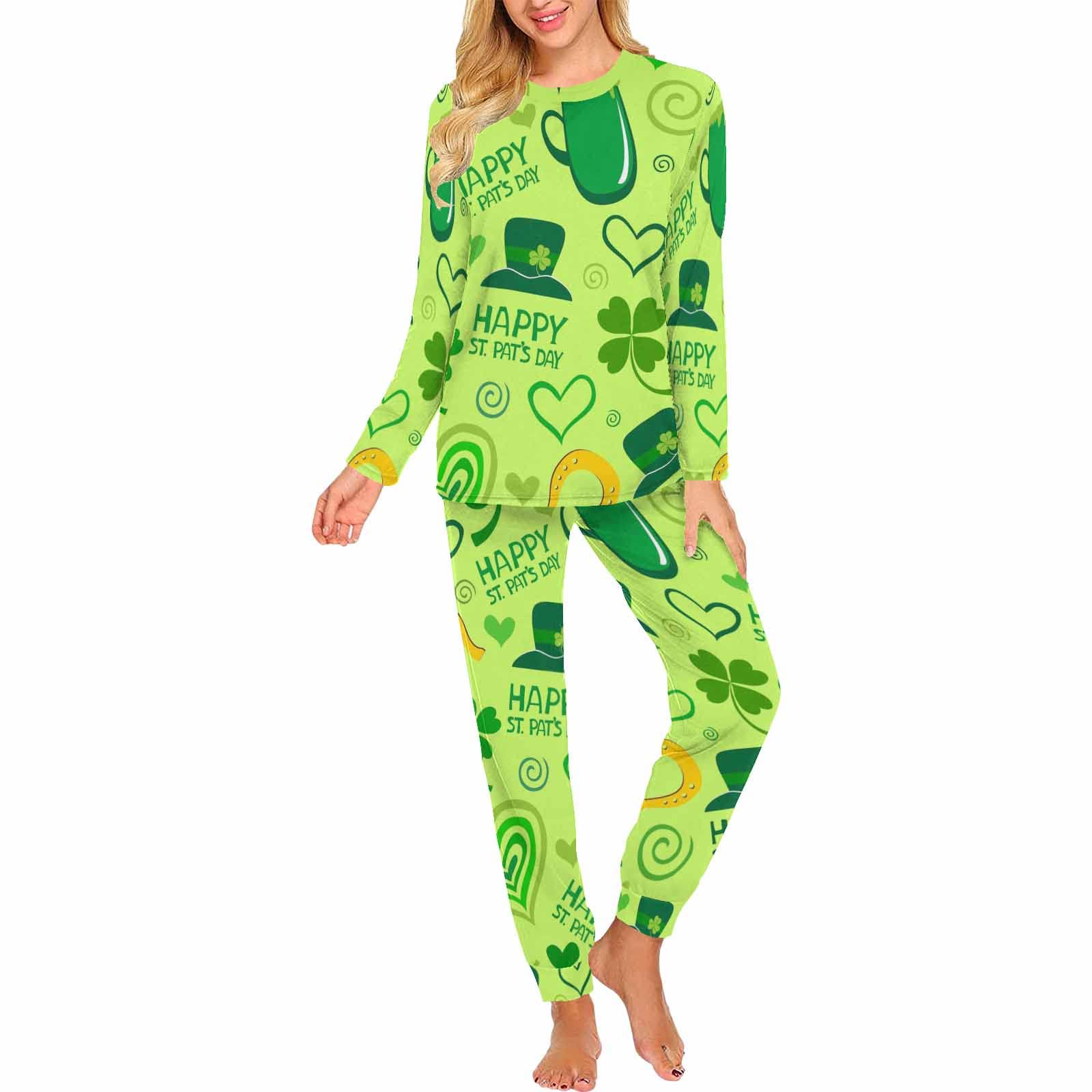 **InterestPrint Clover Leaf Women's 2-Piece Pajama Set - Soft Sleepwear & Lounge Pajamas for Women - Perfect for Relaxing at Home, Sleepovers & Cozy Nights**