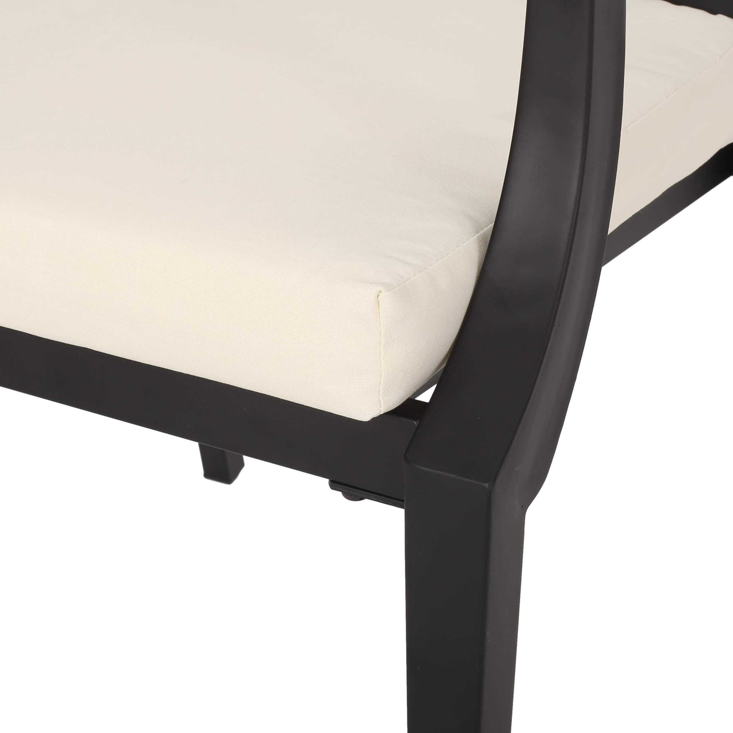 Christopher Knight Home Faithe Outdoor Dining Chairs (Set of 2) - Matte Black & Beige Weather-Resistant Patio Furniture for Garden, Poolside, and Backyard Dining
