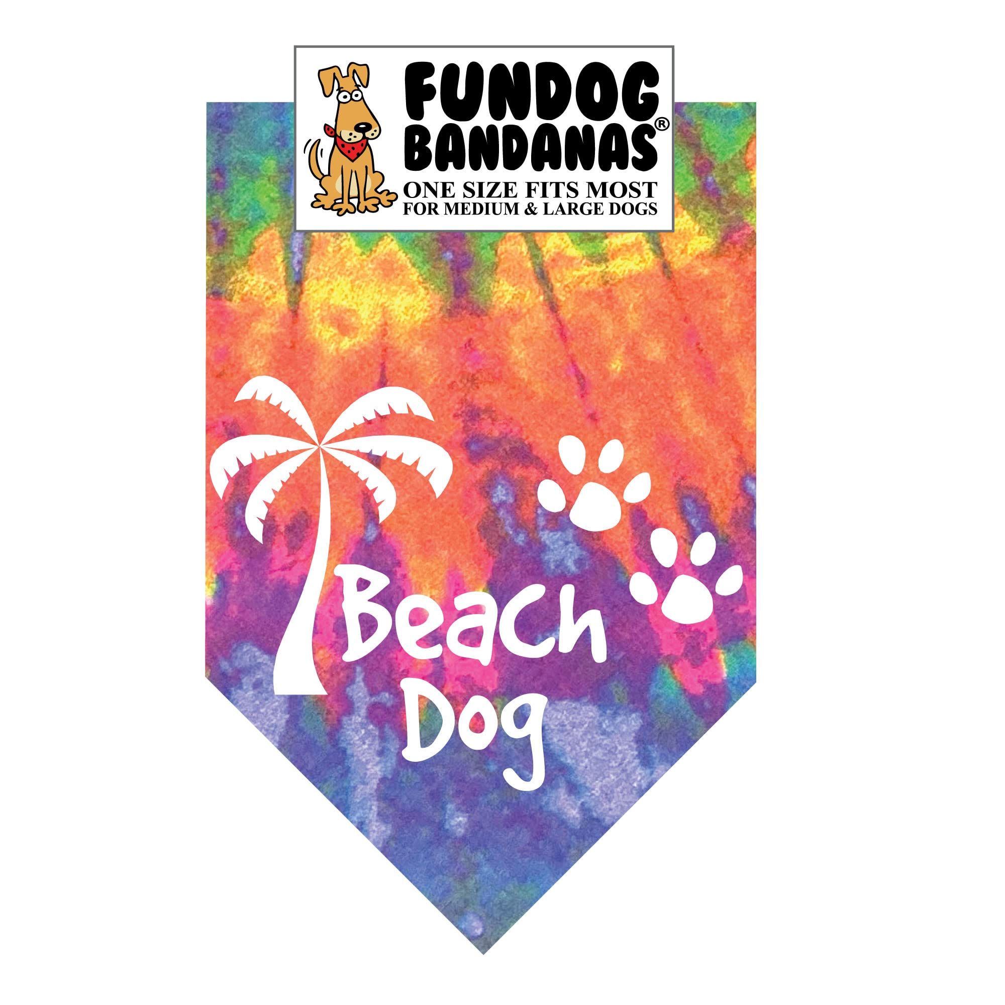 Tie Dye Beach Dog Bandana for Medium to Large Dogs - One Size Fits Most, UV Protection & Quick Dry Fabric - Perfect for Summer Beach Trips, Pool Parties & Outdoor Adventures