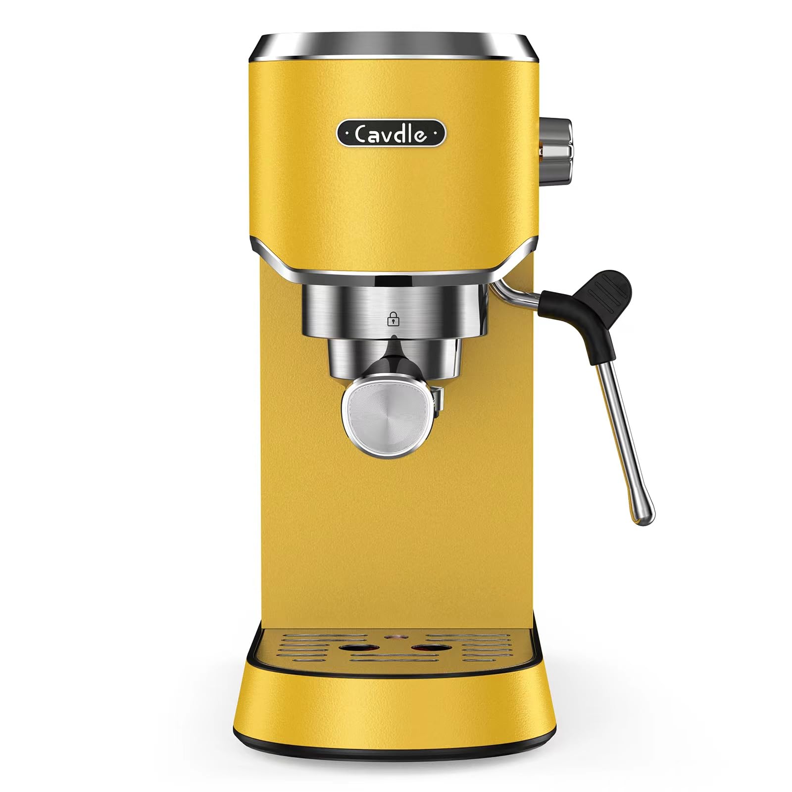 20 Bar Professional Espresso Machine with Milk Frother Steam Wand - 35oz Removable Water Tank for Cappuccino & Latte - Compact Stainless Steel Coffee Maker (Yellow) - Perfect for Home, Office and Coffee Shop Use