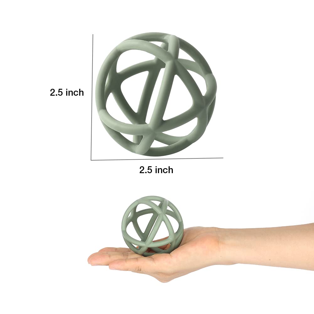 **TOPGOMES Baby Teething Toys – BPA-Free Silicone Soft Ball Teether for Infants 6+ Months, Easy to Hold, Soothing Sore Gums – 2 Pack (Sage & Ether) – Perfect for On-the-Go, Daycare & Travel**