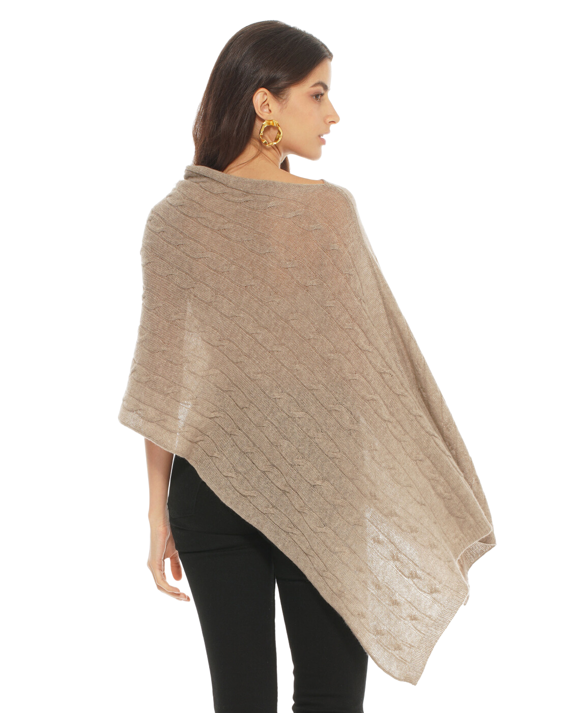 Luxury Women's Pure Cashmere Cable Knit Poncho - Soft & Warm Winter Shawl Wrap - Perfect for Fall, Winter & Holiday Outfits