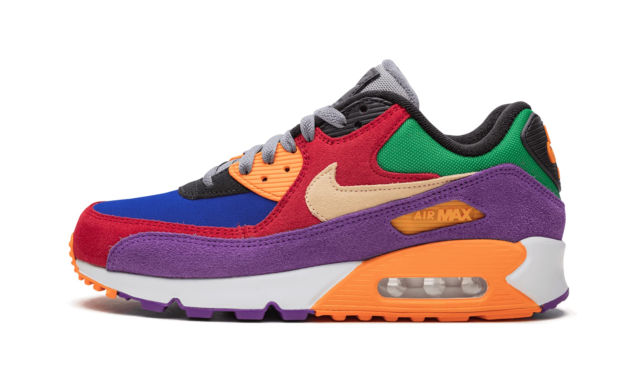 Nike Men's Air Max 90 Sneakers - Viotech Colorway, University Red/Pale Vanilla/Hyper Violet - Size 9 | Retro Running Shoes for Men, Casual Streetwear & Gym Workouts