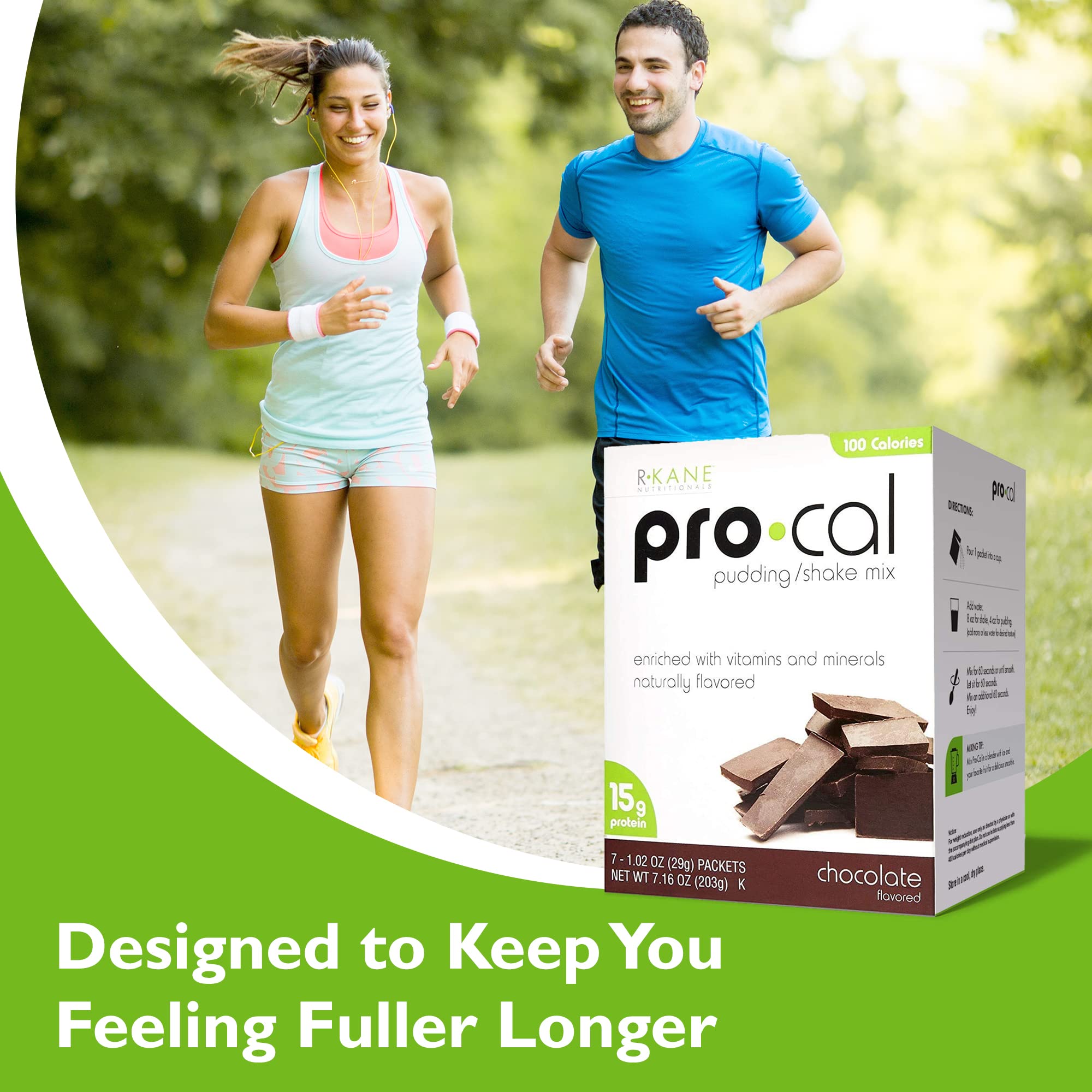 Pro-Cal Chocolate Protein Drink Mix - High Protein, Low Calorie Shake & Pudding Mix (15g Protein) - Meal Replacement & Breakfast Boost - 7 On-the-Go Packets - Perfect for Gym, Workout Recovery & Busy Mornings