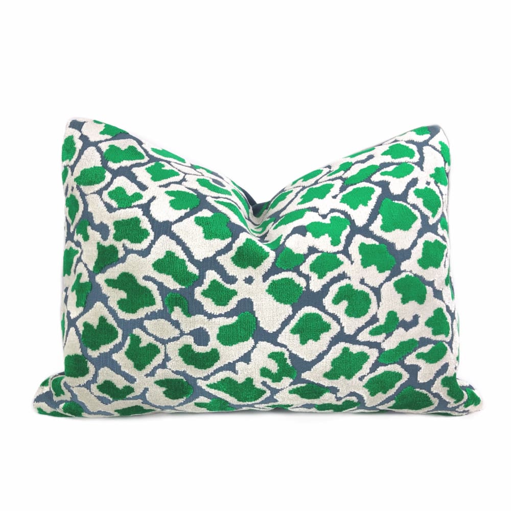 Coco Blue Green Leopard Print Velvet Pillow Cover - Soft Decorative Throw Pillow Case for Sofa, Bed, Couch - Home Decor & Living Room Accent