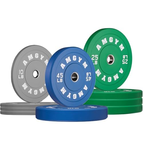 Olympic Rubber Bumper Plates Set - 2 Inch Steel Insert Weight Plates for Barbell Strength Training - Durable Colored Bumper Weights (Single/Pair) - Perfect for CrossFit, Home Gym & Weightlifting Workouts