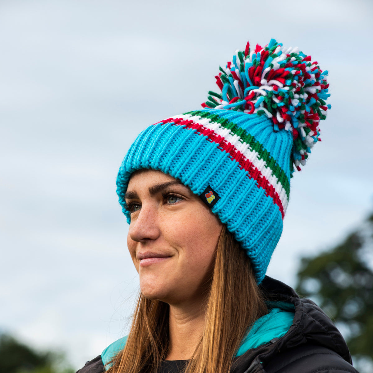 Italian Stallion Big Bobble Hat - Warm Winter Knit Beanie for Men & Women - Perfect for Skiing, Snowboarding & Outdoor Activities