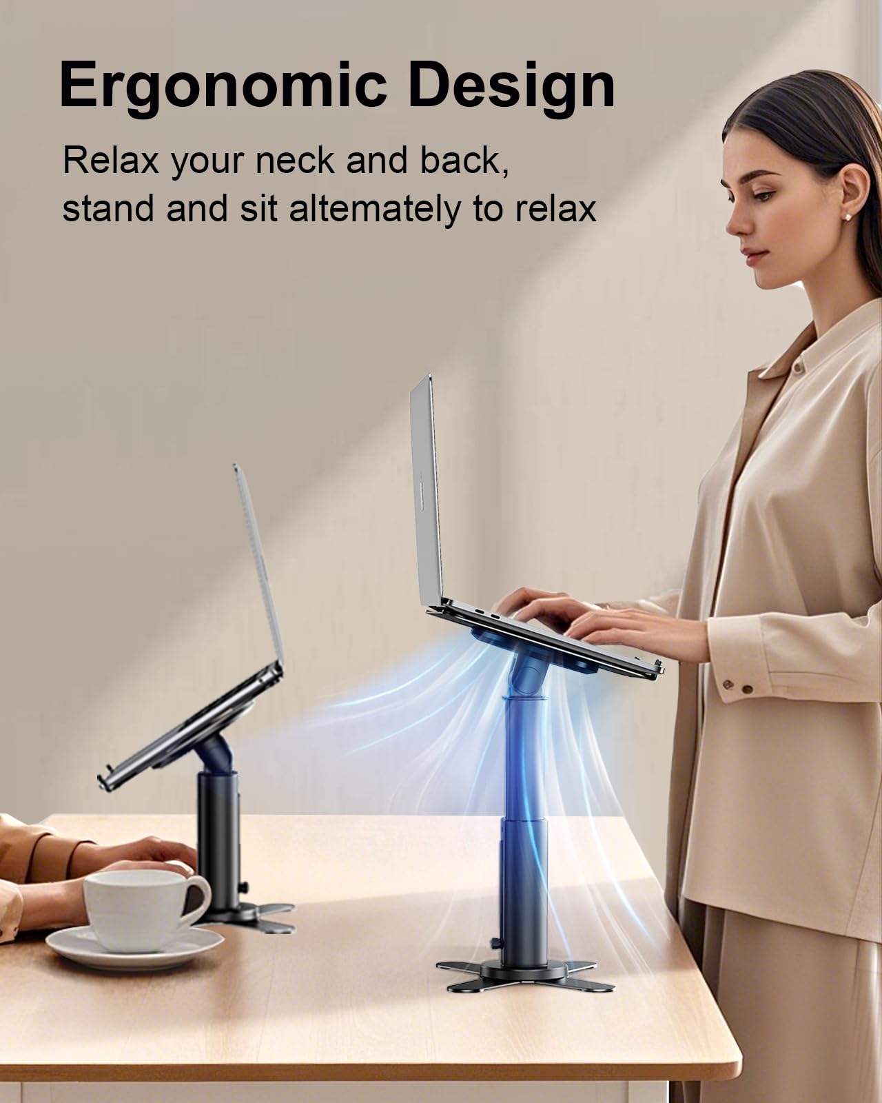 360° Rotating Adjustable Laptop Stand for Desk - Ergonomic Height & Angle Computer Stand for MacBook Pro/Air, Dell, Lenovo, HP 11