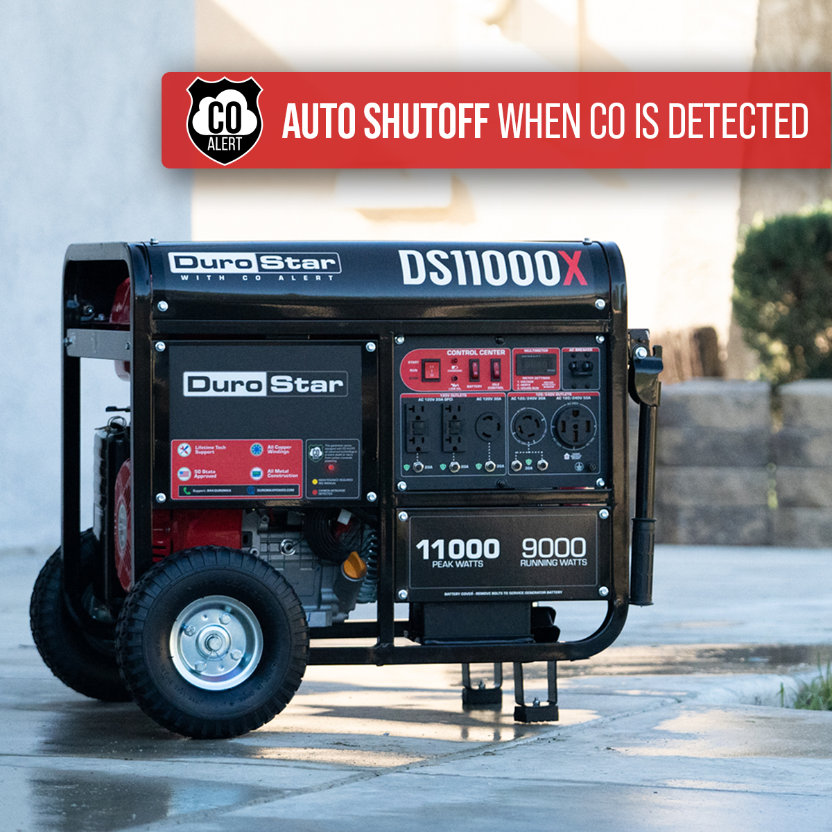 11,000 Watt Portable Gasoline Generator with CO Alert - Reliable Backup Power for Home, Camping & Emergency Use