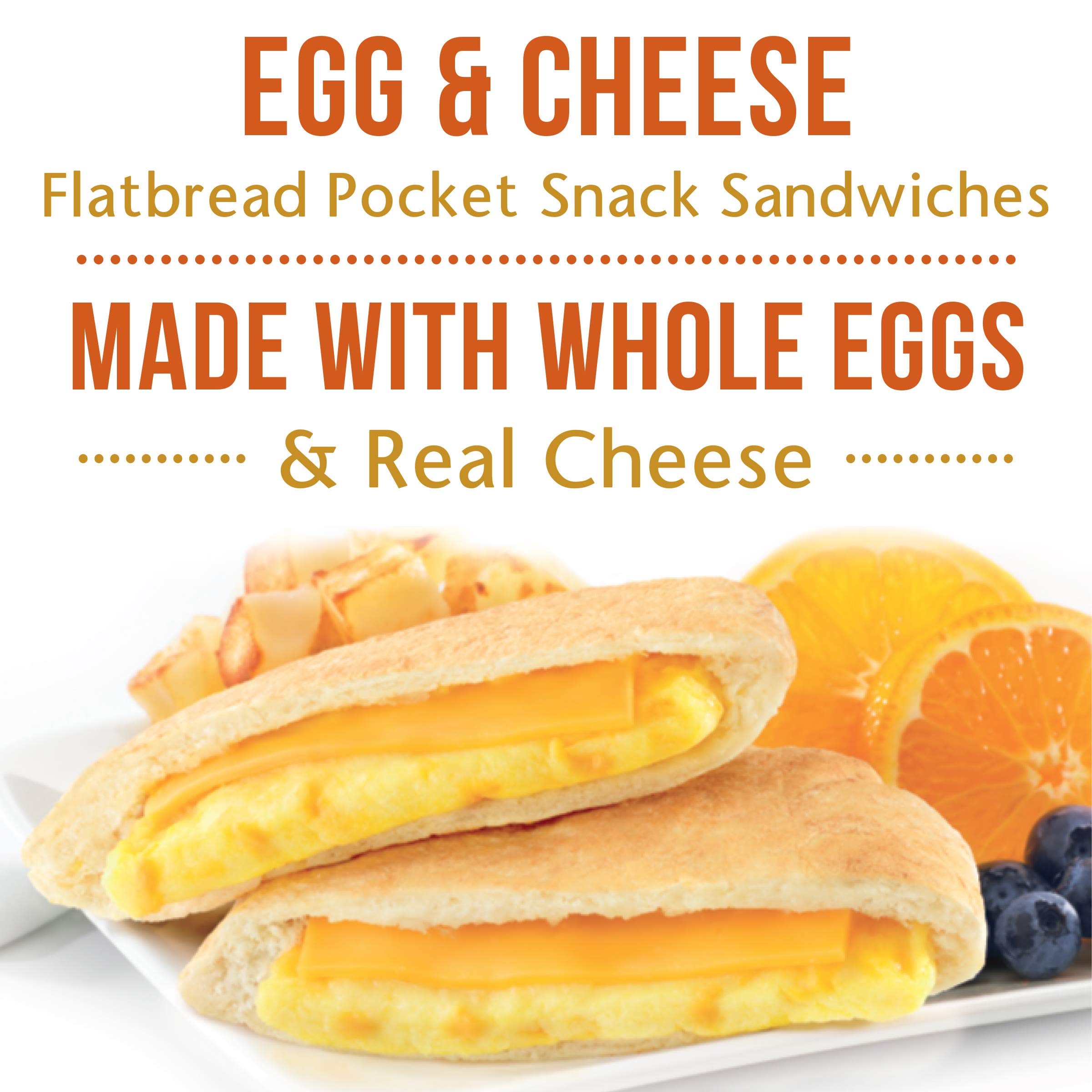 Sandwich Bros. Frozen Egg & Cheese Flatbread Pocket Sandwiches - 6 Pack (13.5 oz) | Quick Breakfast, Lunch or Snack | Perfect for Busy Mornings & On-the-Go Meals