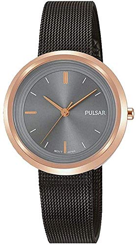 PULSAR Women's Stainless Steel Watch - Sleek Gray & Black Design for Everyday Wear, Office & Casual Outfits