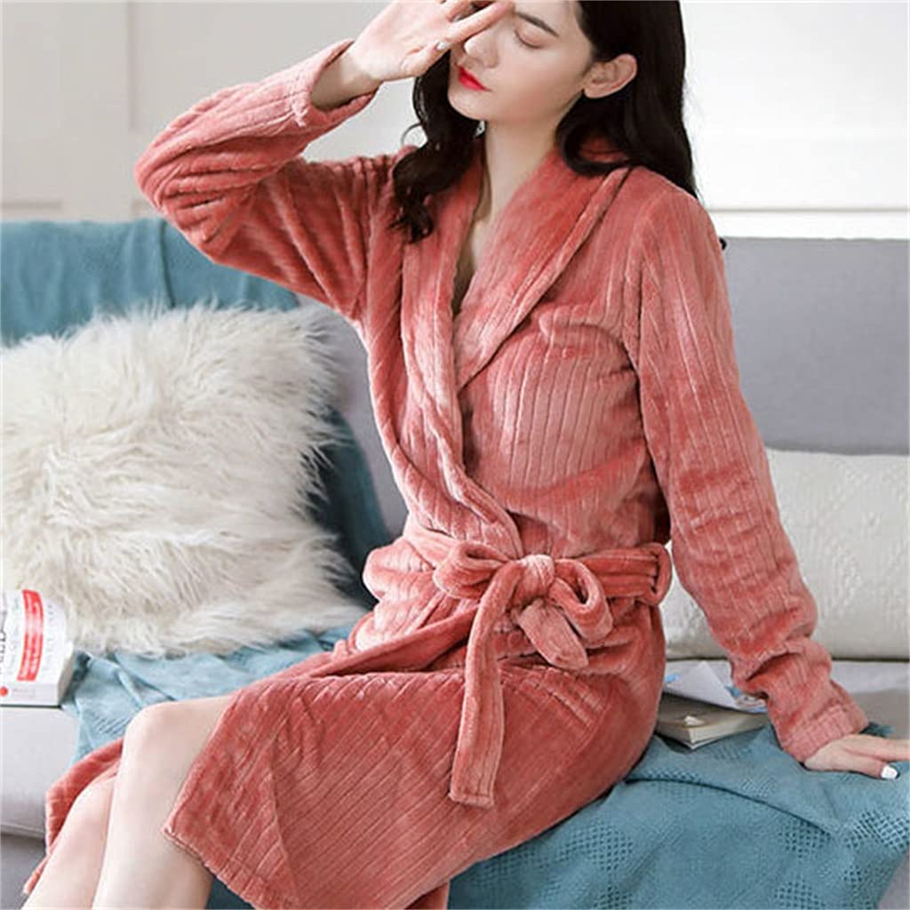 Women's Flannel Nightgown - Velvet Thickened Winter Pajamas & Mid-Length Bathrobe for Home Comfort | Soft Warm Sleepwear for Cold Nights (Color B, Size XL) | Perfect for Lounging, Sleeping & Relaxing at Home