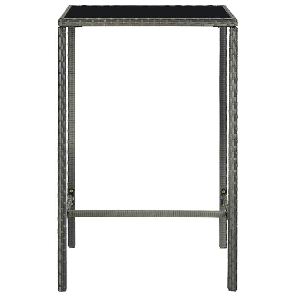 Outdoor Patio Dining Table - Rectangle Bistro Table with Tempered Glass Top & Steel Frame - Coffee Table, Console Table for Garden, Lawn, Backyard - Durable Poly Rattan Furniture for Picnics, Entertaining & Relaxation