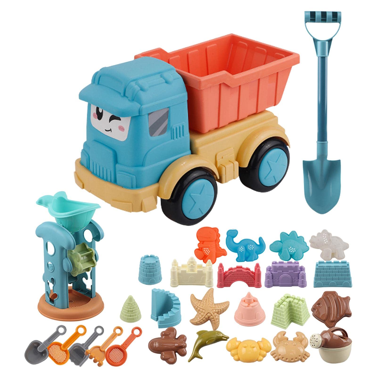 SM SunniMix 28Pcs Beach Toys Set for Kids - Sand & Water Play Toys with Large Storage Trunk - Perfect for Summer Beach Parties, Pool Games & Outdoor Family Fun