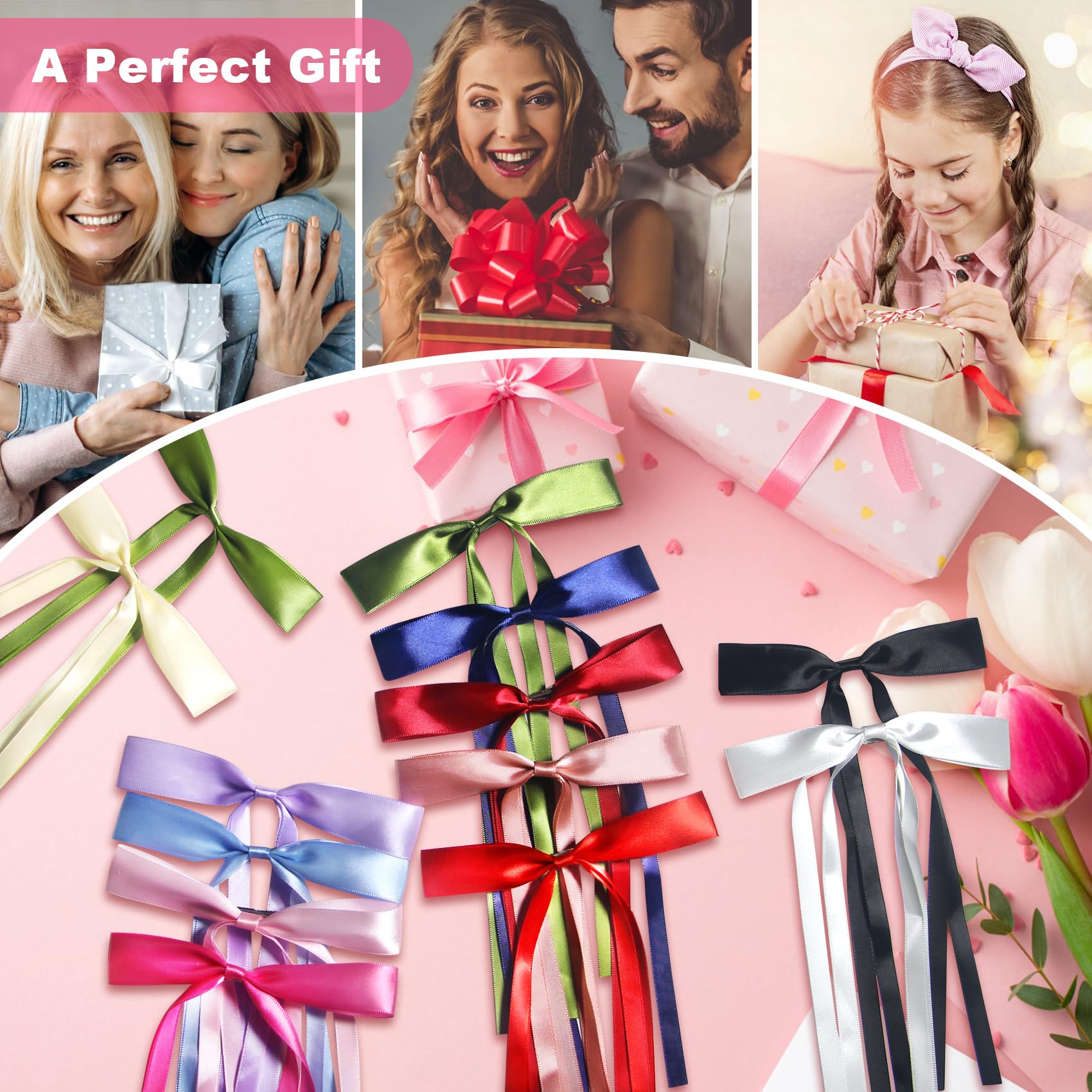 13pcs Elegant Hair Bows for Women & Girls - Long Tail Tassel Bowknot Hair Clips - Perfect for Weddings, Parties & Everyday Styling