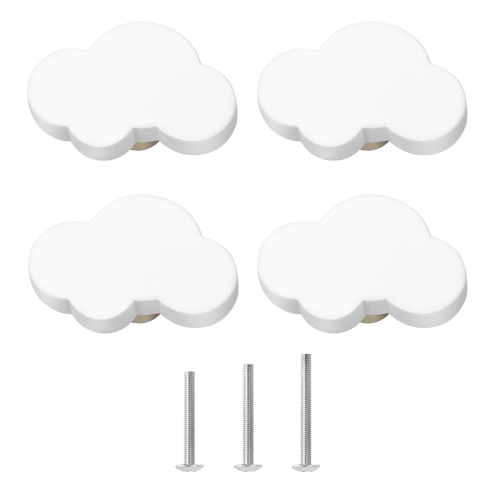 White Rubber Cabinet Knobs - Cloud Shape for Nursery & Closet
