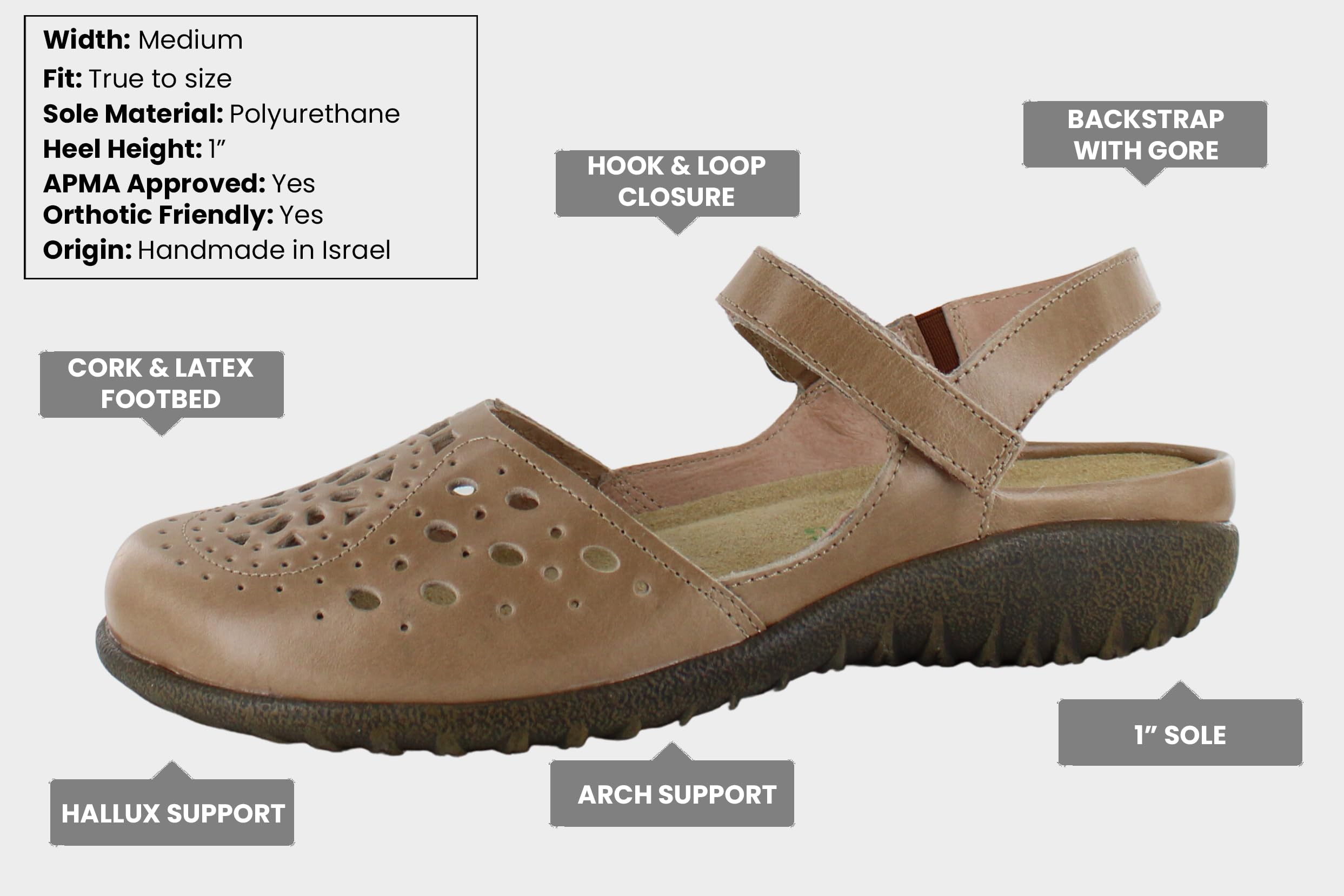 NAOT Women's Arataki Closed Toe Slingback Sandals with Cork Footbed - Arch Support, Slip Resistant & Lightweight - Perfect for Travel, Work & Everyday Wear - Removable Footbed for Custom Comfort