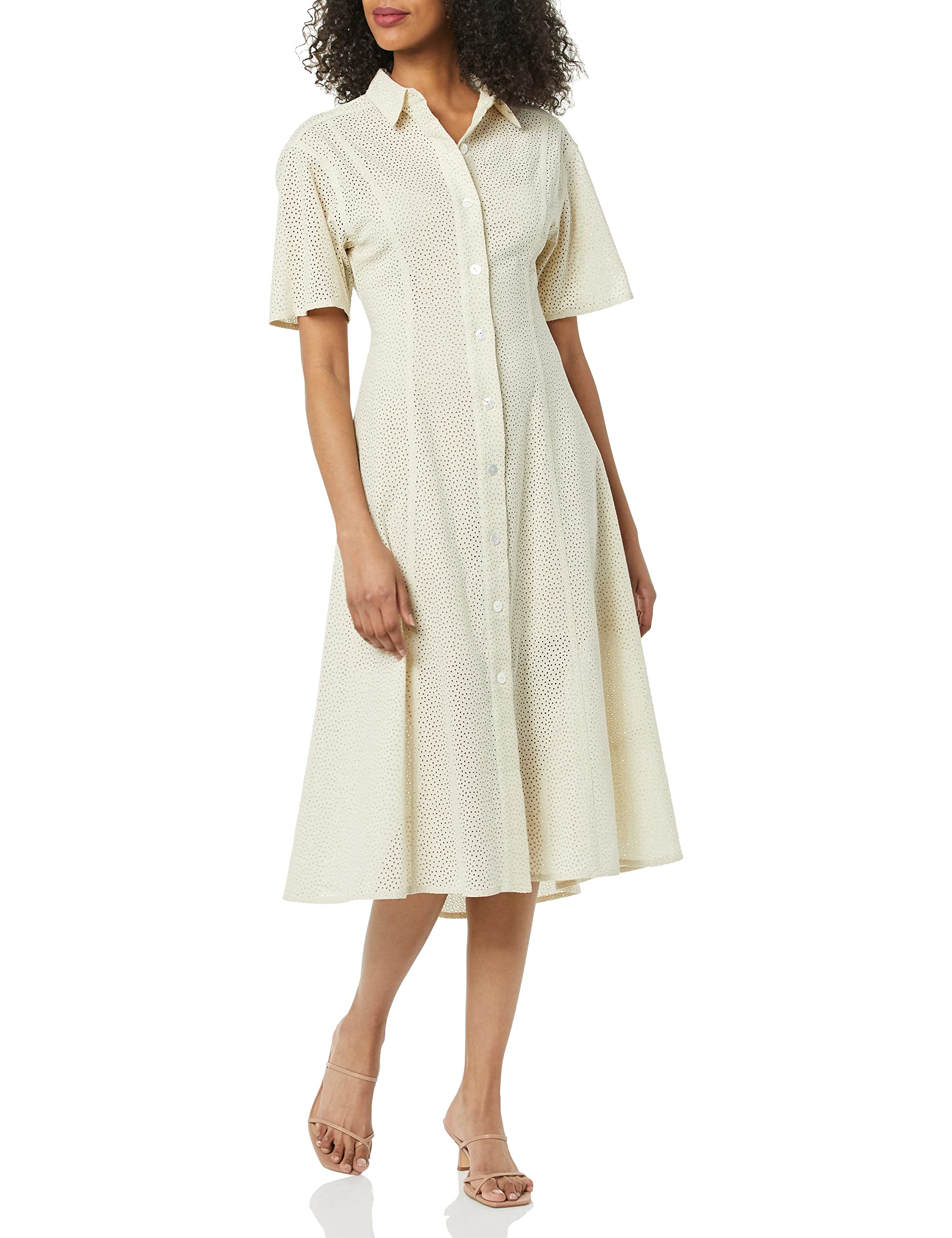 Theory Women's Stretch Back Eyelet Dress - Elegant Flowy Midi Dress for Office, Party & Summer Outings