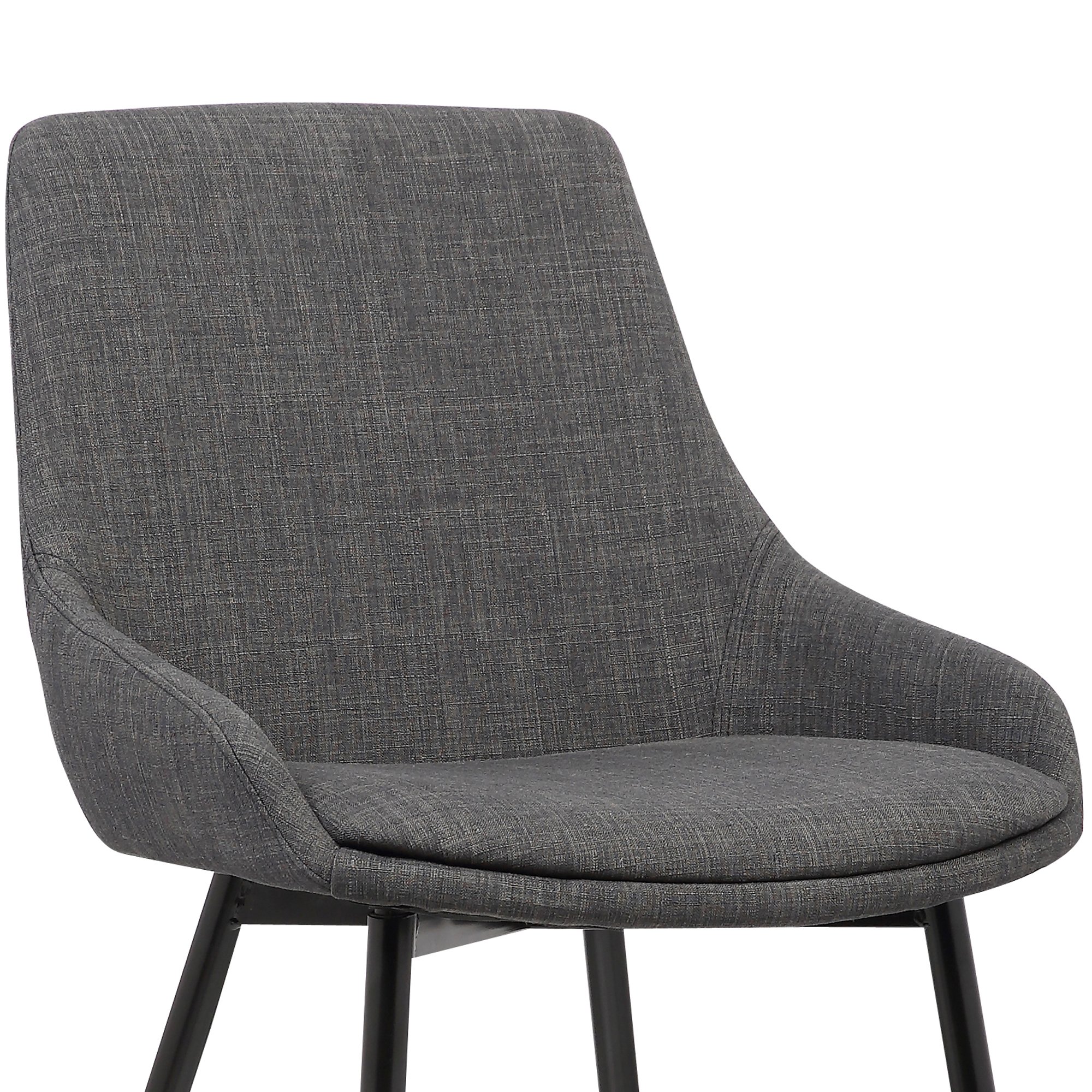 Armen Living Mia Mid Century Modern Dining Chair - Charcoal Fabric & Black Metal - Perfect for Kitchen, Dining Room, Office Desk & Vanity | Stylish Accent Side Chair for Home Decor
