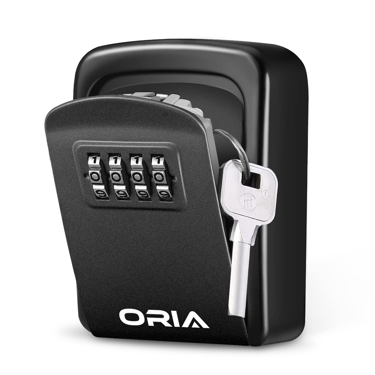 ORIA 4 Digit Combination Key Lock Box - Wall Mounted Key Safe with 5 Key Capacity, Weatherproof for Indoor & Outdoor Use (3.66 Inch, Black) - Perfect for Home, Airbnb, Vacation Rentals & Real Estate Access Control