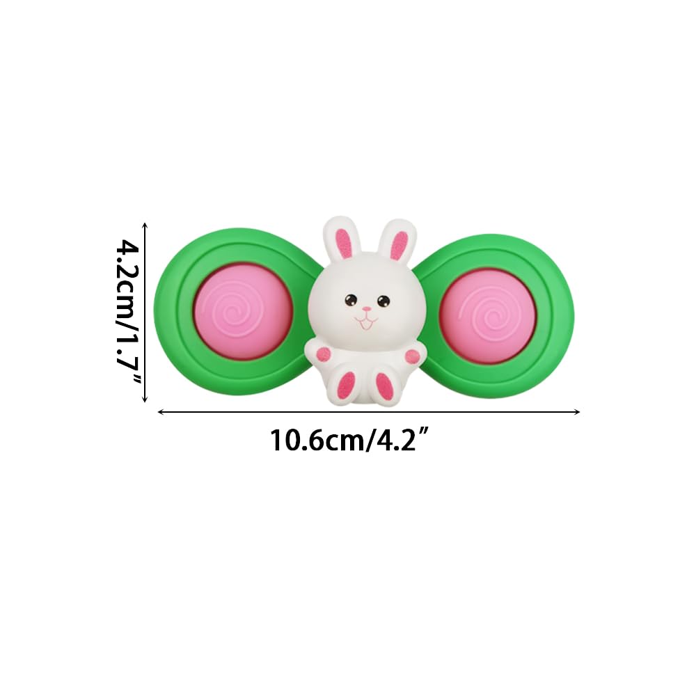 Anditoy 3 Pack Easter Bunny Suction Cup Spinner Toys - Sensory Bath Toys for Toddlers & Kids, Easter Basket Stuffers, Party Favors, Gifts (Bath Time, Sensory Play, Easter Egg Hunt Prizes)