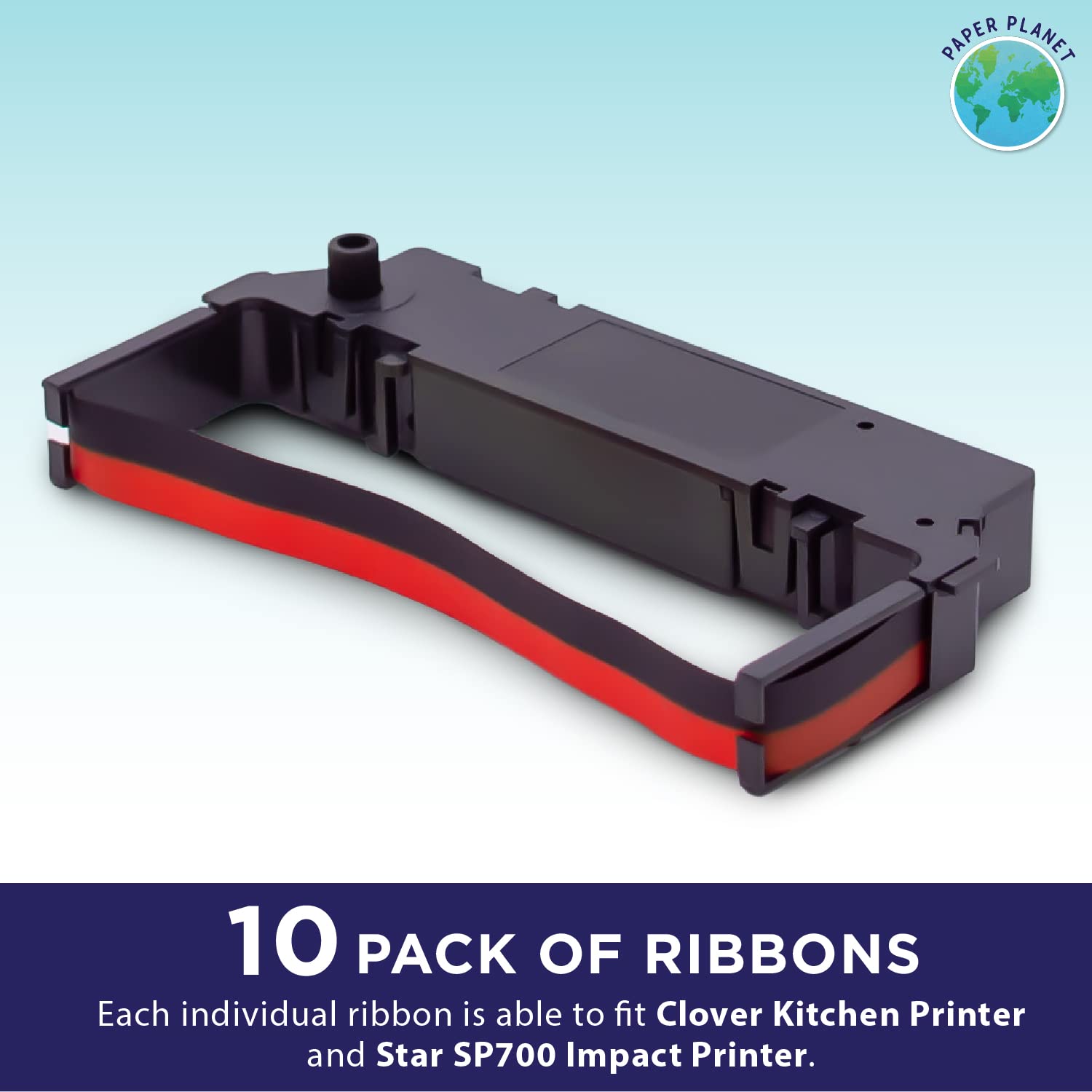 Clover Kitchen Printer Replacement Ink Ribbon - Red & Black Compatible with Star SP700, SP-700BR, RC-700BR, SP-712, SP-742 | 10-Pack for Restaurant Receipt Printing | Ideal for Commercial Kitchens, POS Systems & Food Service Businesses