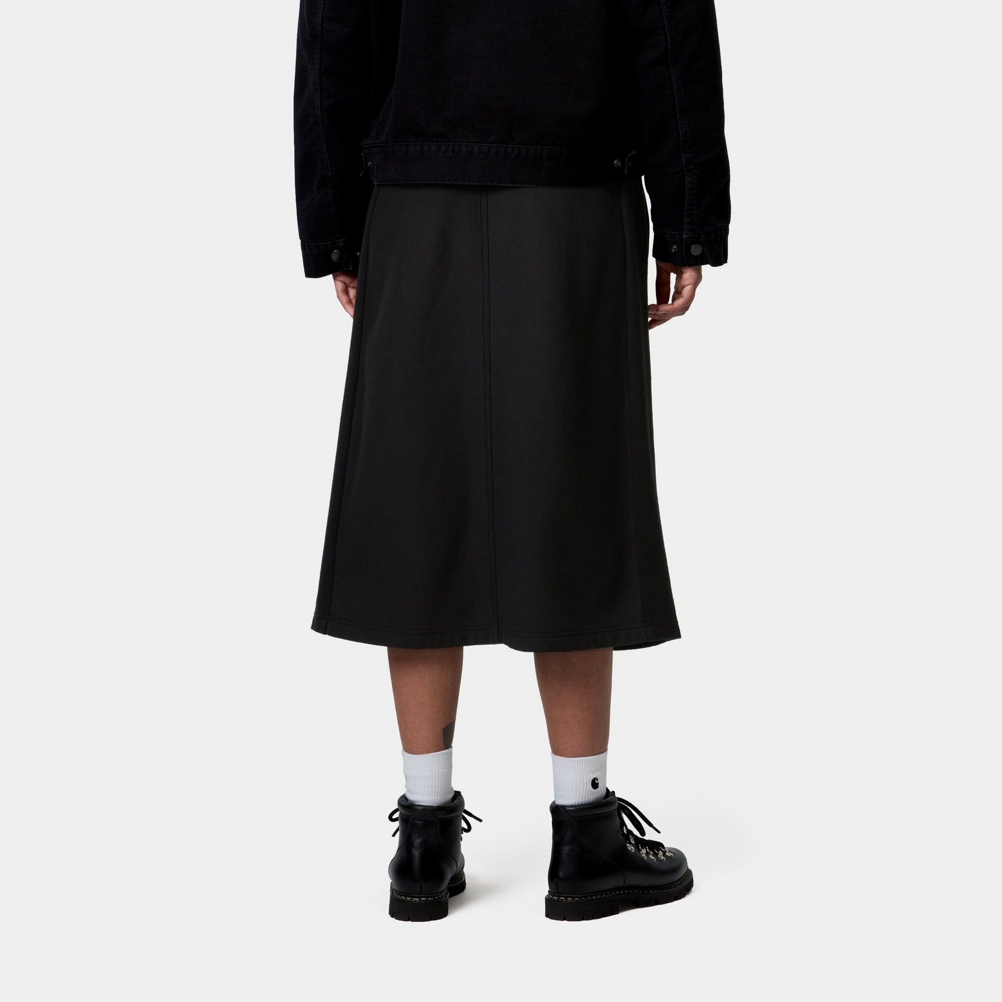 American Script Sweat Skirt - Women's Black Fleece Skater Skirt for Casual Wear, Lounge & Workout | Soft Comfortable Stretchy Athletic Skirt for Yoga, Running & Everyday Fashion