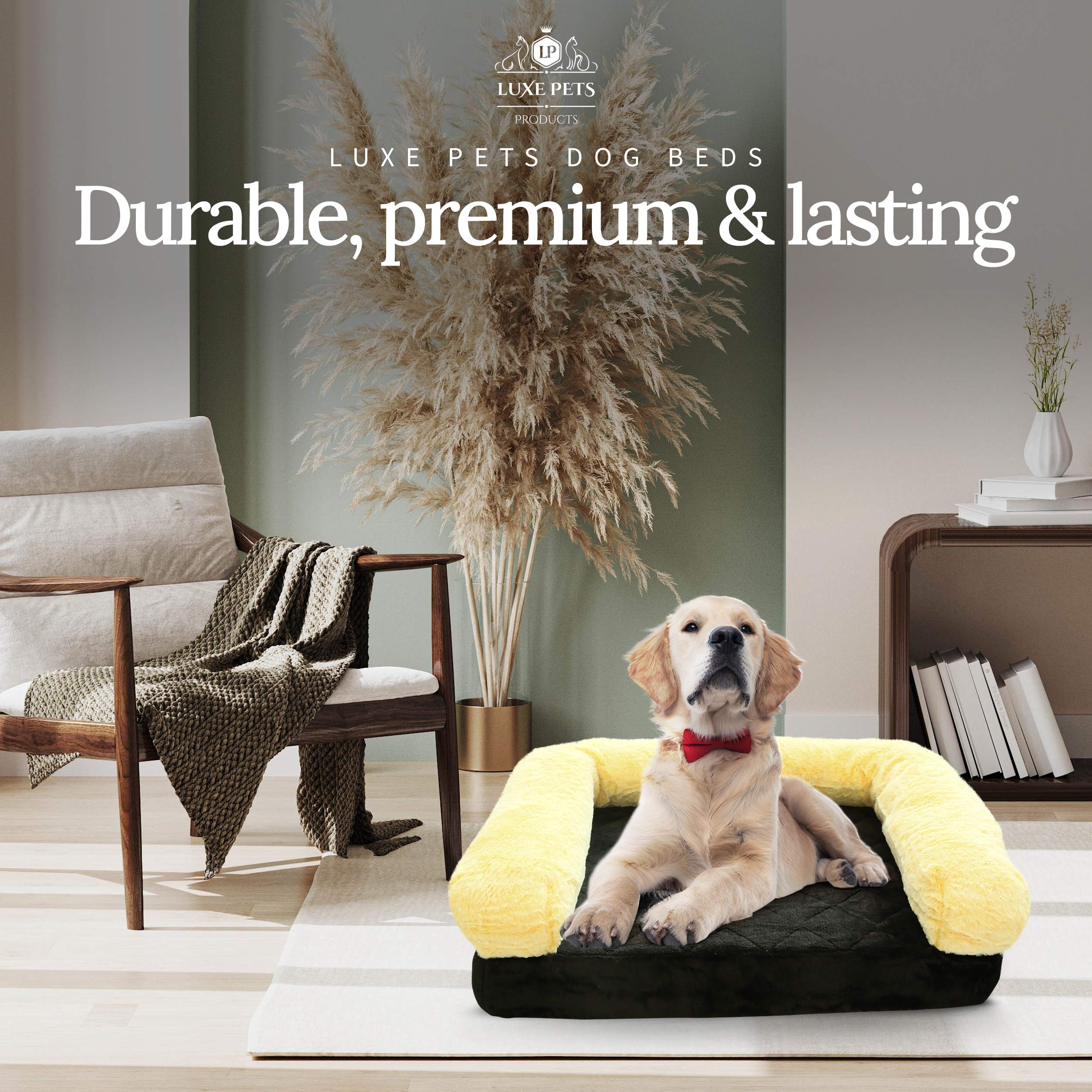 **Orthopedic Memory Foam Dog Bed - Waterproof & Machine Washable Cover - Durable & Plush Pet Sofa Bed for Large & Small Dogs - Perfect for Home, Crate & Travel Use**