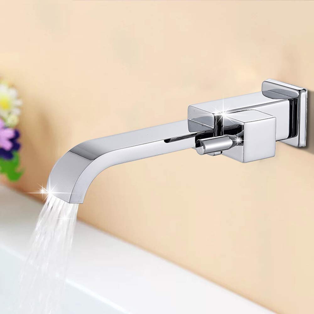 Modern Wall Mounted Single Handle Bathroom Sink Faucet - Hot & Cold Water Solid Brass Vanity Faucet with Chrome Finish | Perfect for Small Bathrooms, Powder Rooms & Contemporary Home Decor