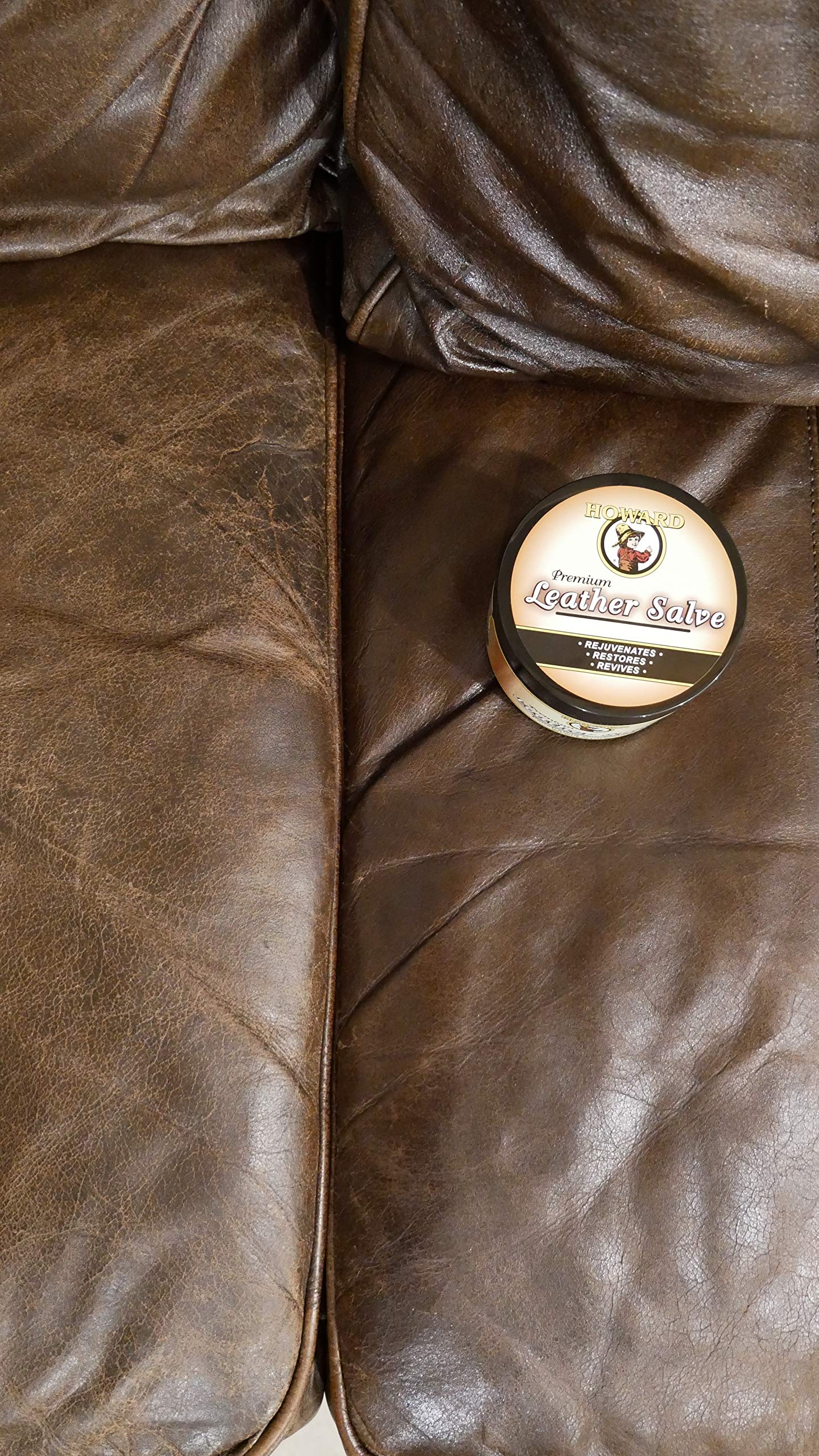 Howard Products Leather Salve - Premium Leather Conditioner for Car Seats, Furniture & Shoes | Restores, Protects & Revives Dry Leather | No Sticky Residue | Perfect for Auto Interiors, Sofas & Leather Accessories