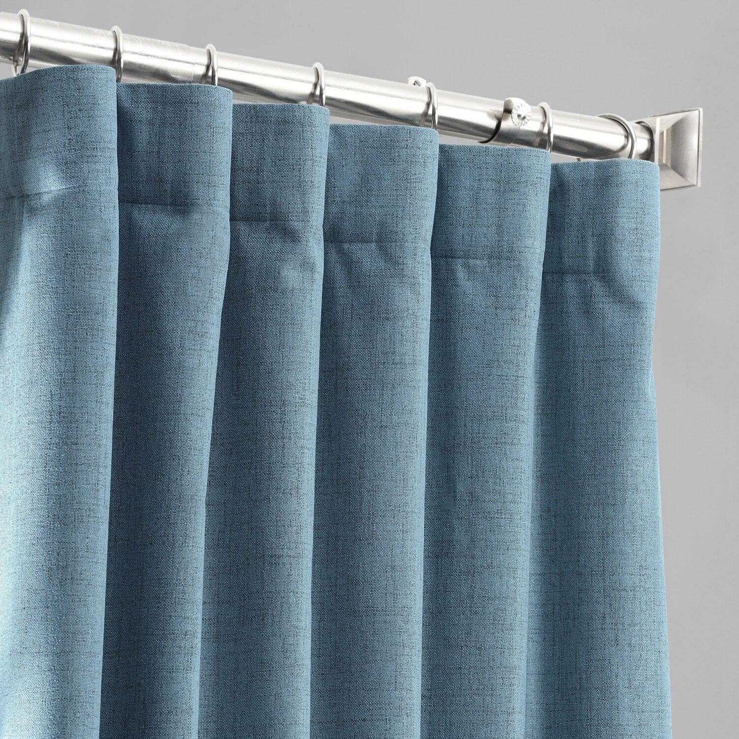 Ovation Blue Thermal Insulated Blackout Curtains - Noise Reducing & Energy Efficient Linen Weave Drapes for Bedroom, Living Room & Home Theater