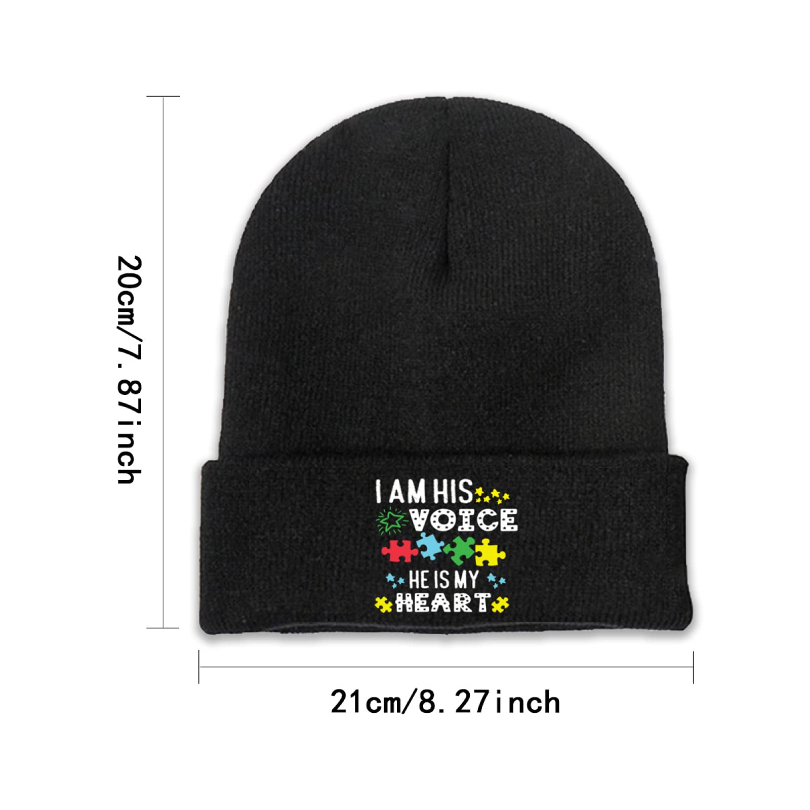 Autism Awareness Beanie - Unisex Cuffed Skull Knit Hat for Adults & Kids - Black - Support Autism Acceptance & Awareness - Perfect for Daily Wear, Fundraisers & Awareness Events
