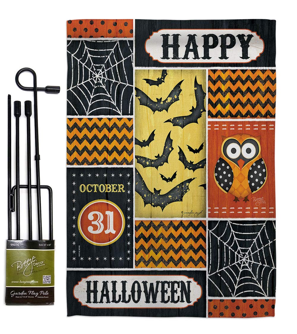 Halloween Garden Flag Set - Witch, Black Cat & Pumpkin Decor for Yard